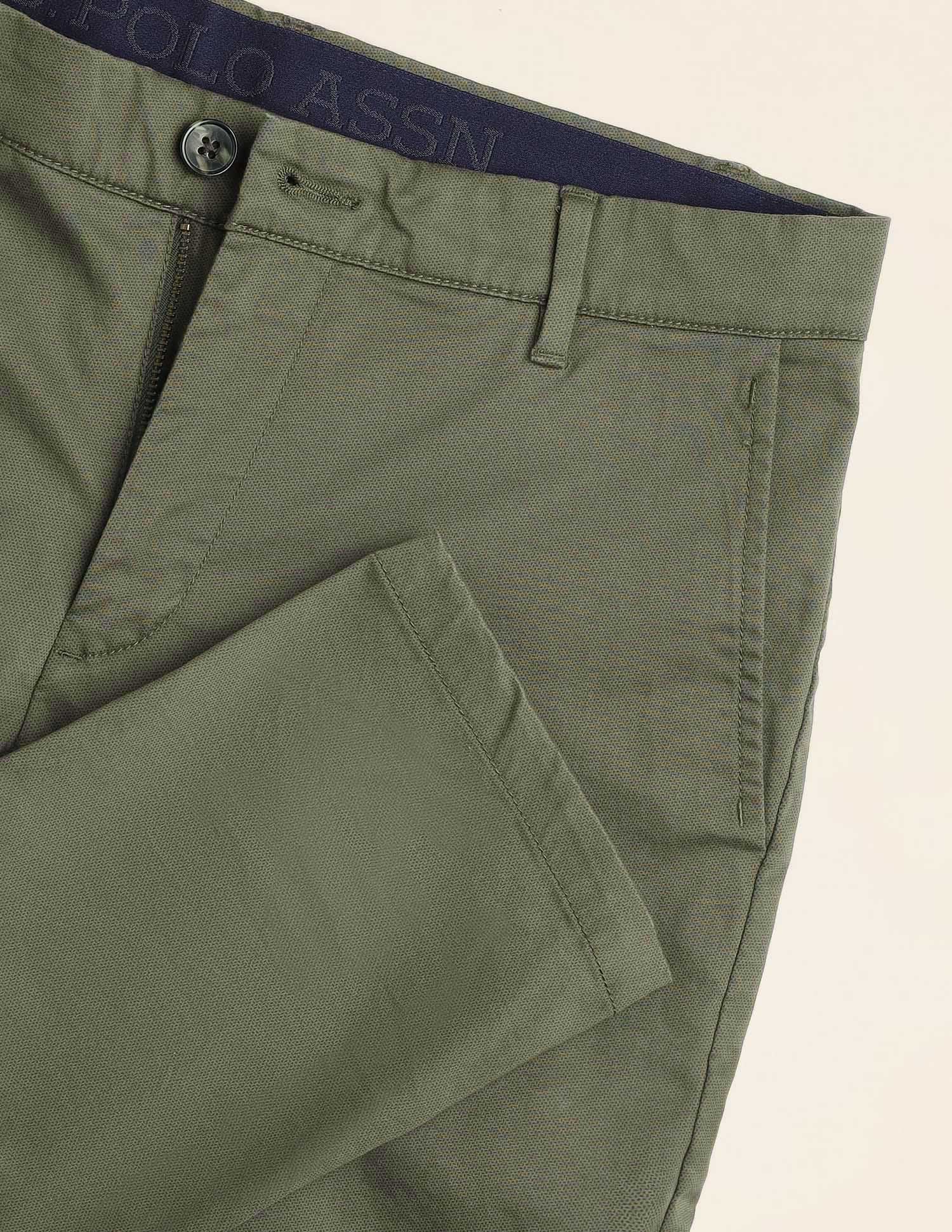 Austin Slim Fit Textured Trousers Olive - U.S. Polo Assn. India | Large