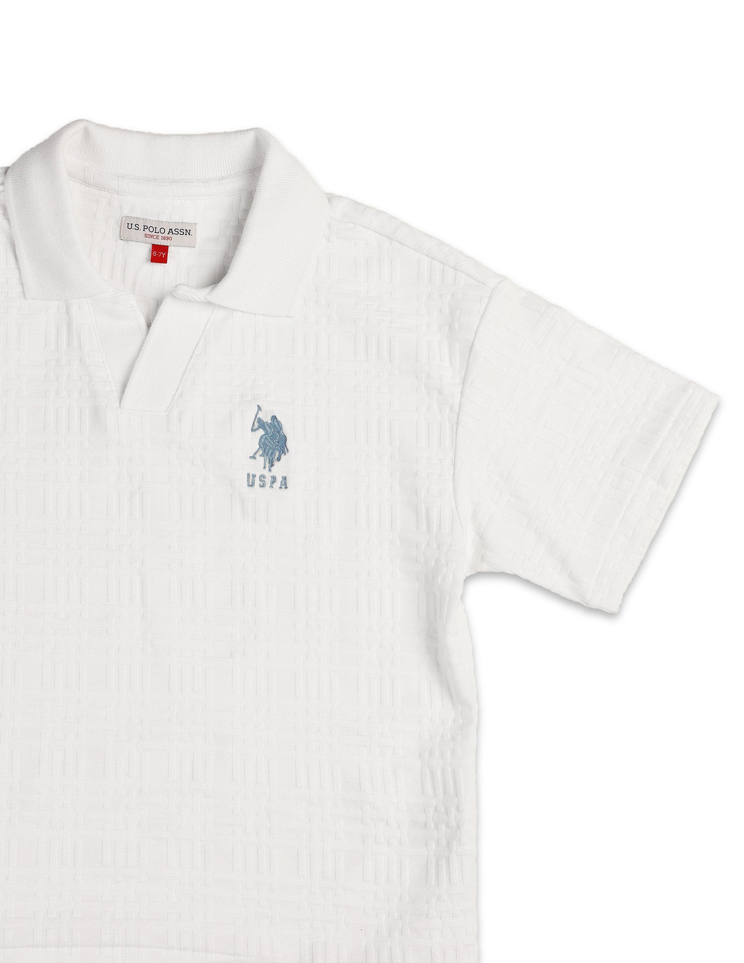 Boys Textured Boxy Fit Polo Shirt White - U.S. POLO ASSN. | Large