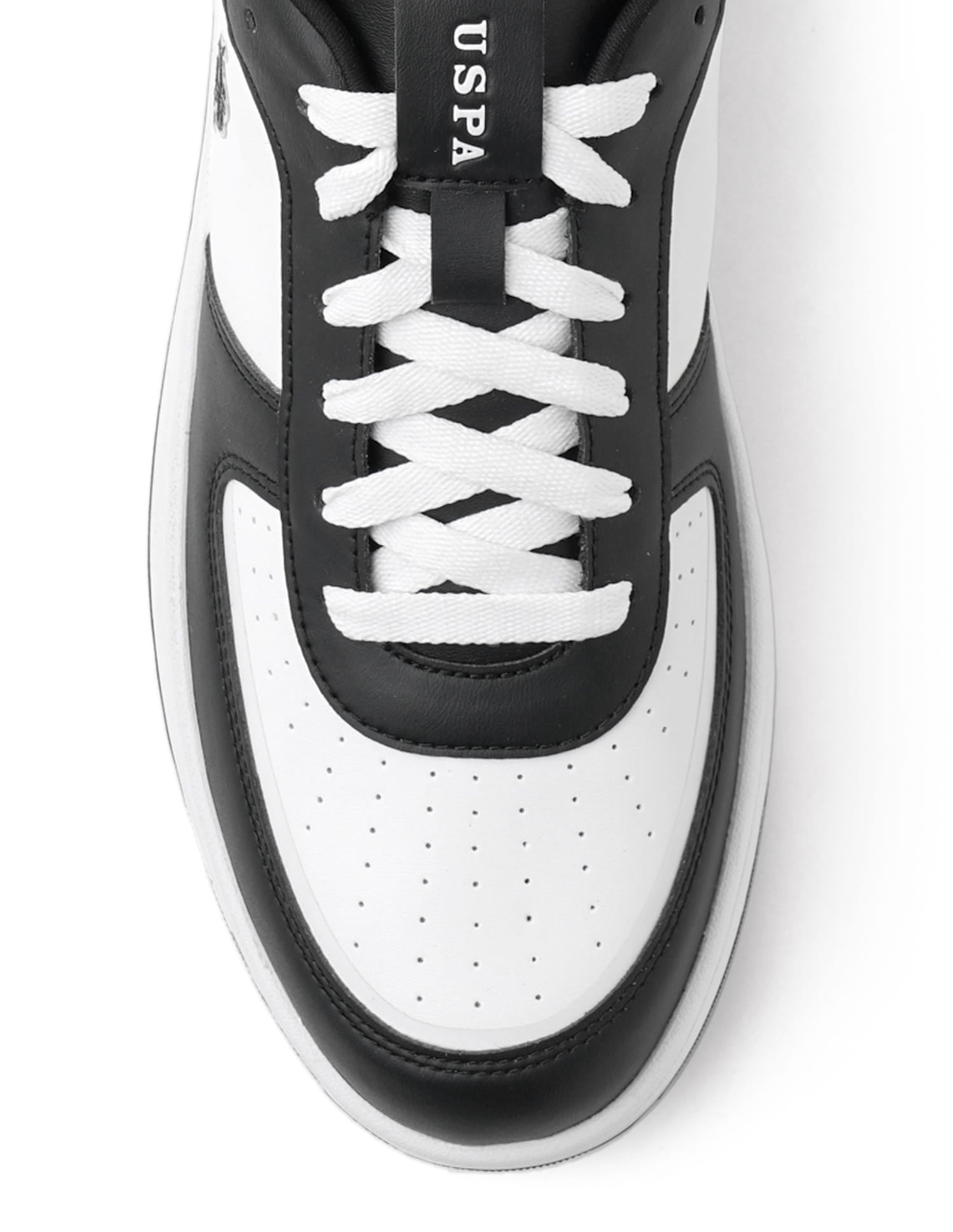 Men Rein 2.0 Black Retro Court Sneakers Black and White - U.S. Polo Assn. India | Large