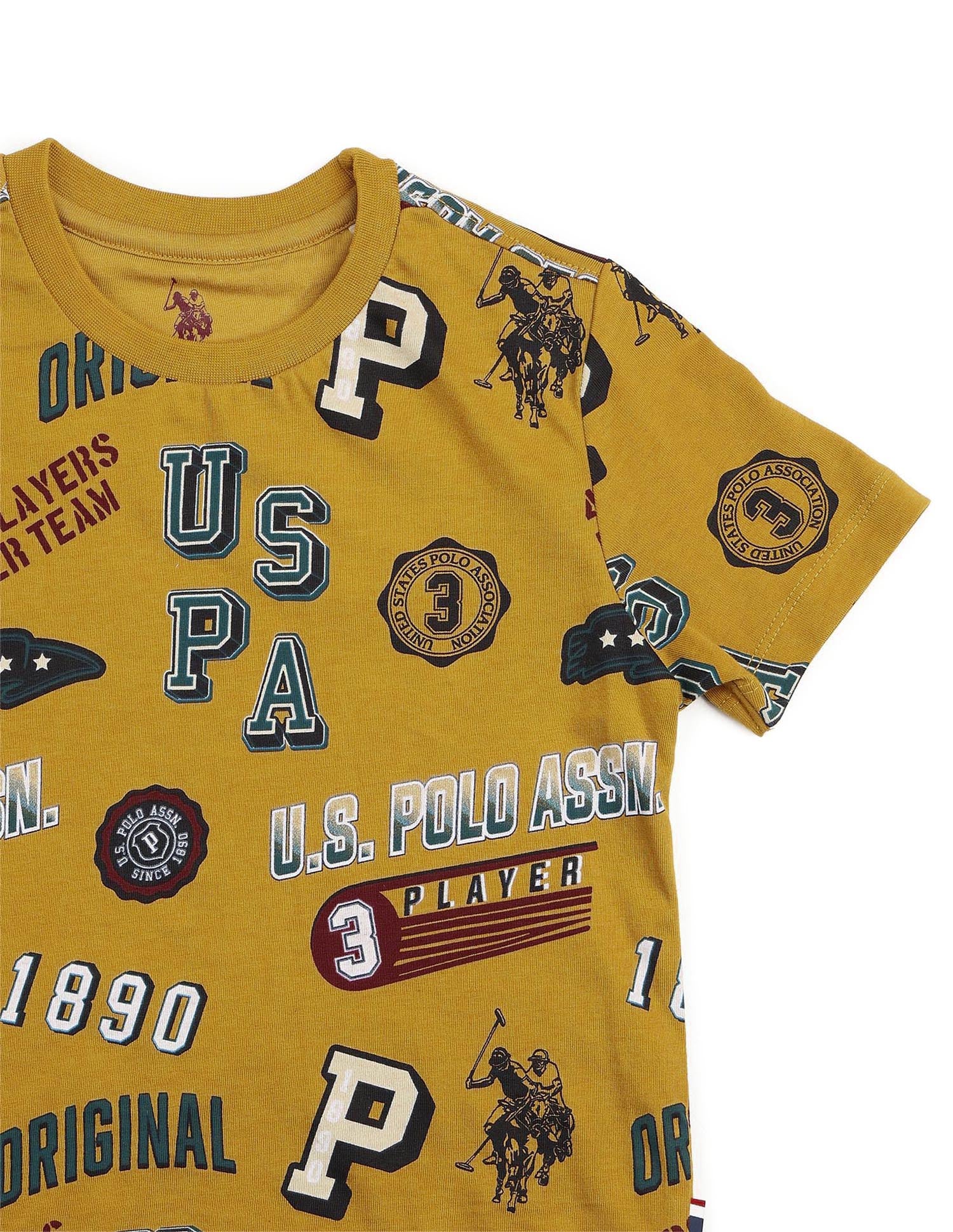 Boys Graphic Printed Pure Cotton T Shirt Yellow - U.S. POLO ASSN. | Large