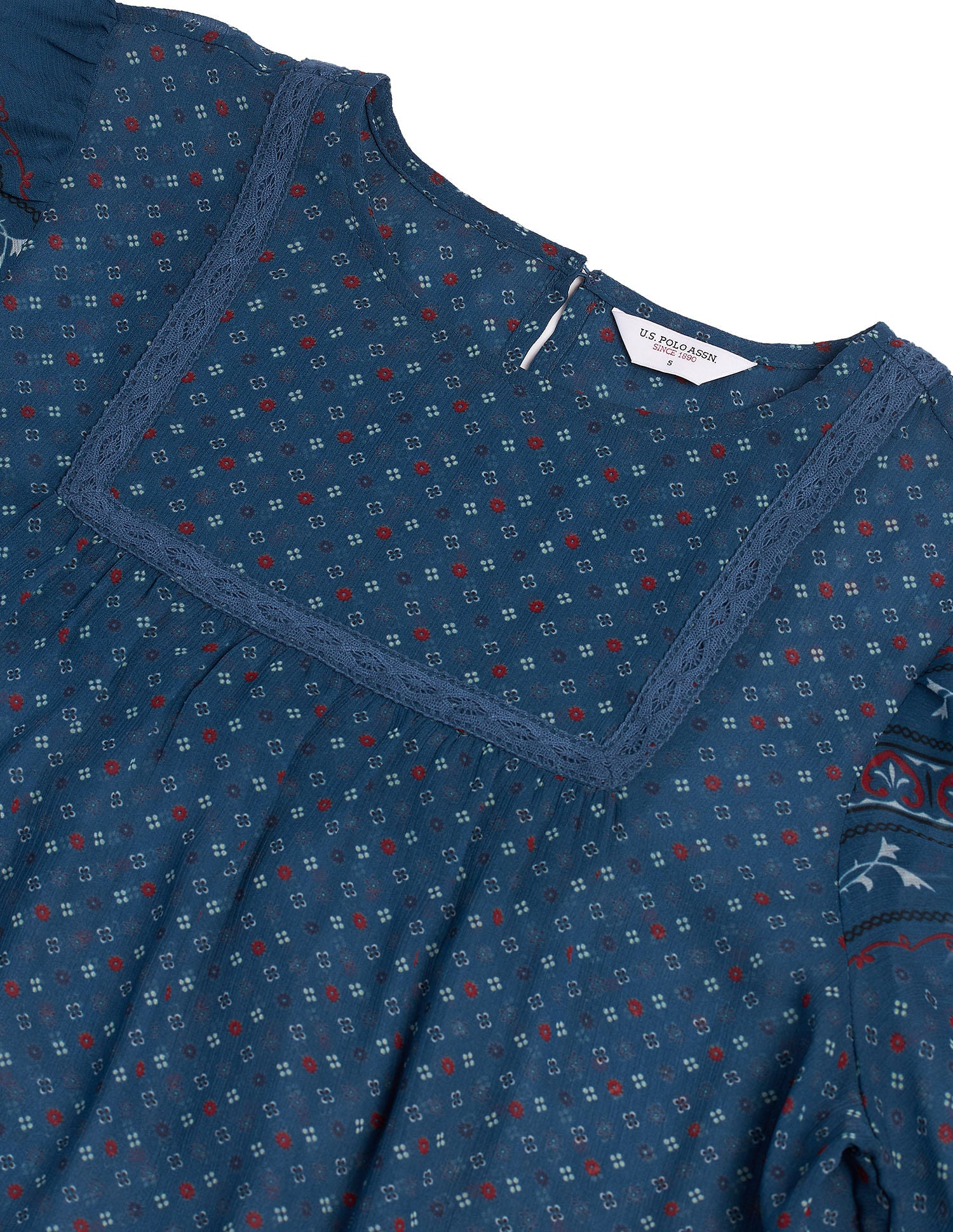 Boho Printed Crinkled Chiffon Top Multicolor - U.S. POLO ASSN. | Large