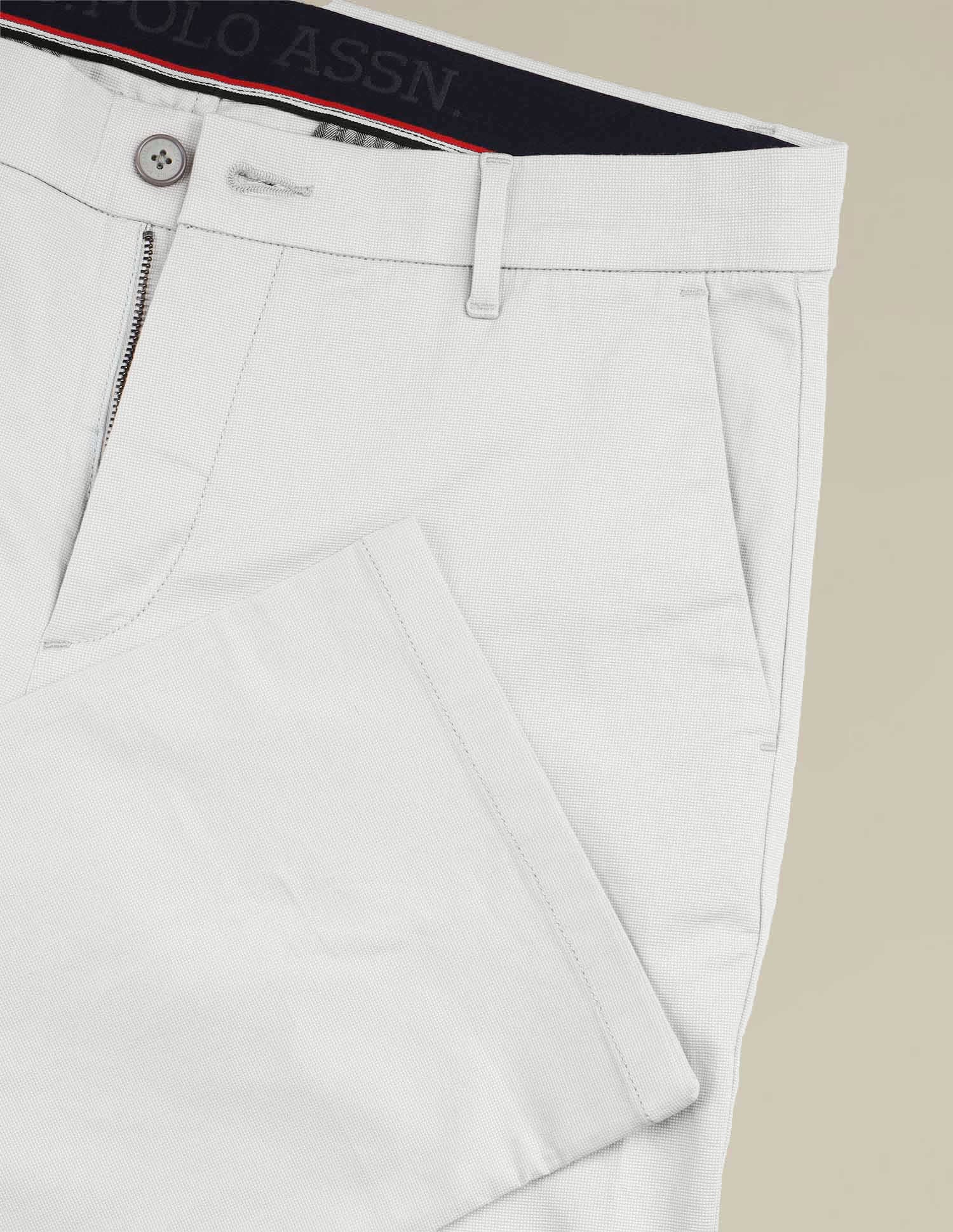 Riley Straight Fit Dobby Trousers Light Grey - U.S. POLO ASSN. | Large