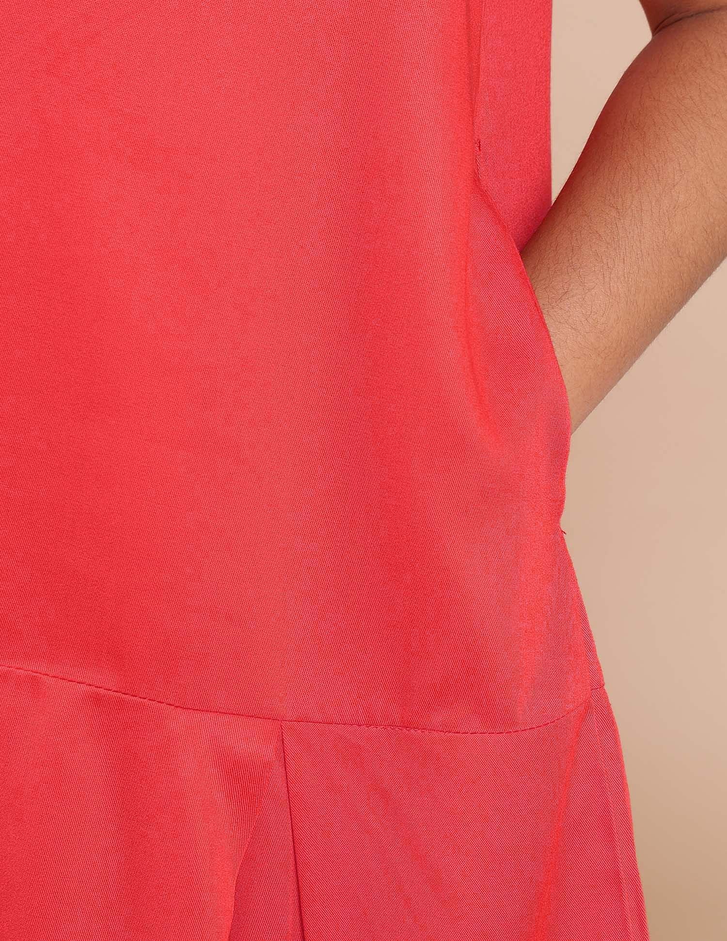 Girls Peter Pan Collar Pure Cotton Dress Red - U.S. POLO ASSN. | Large