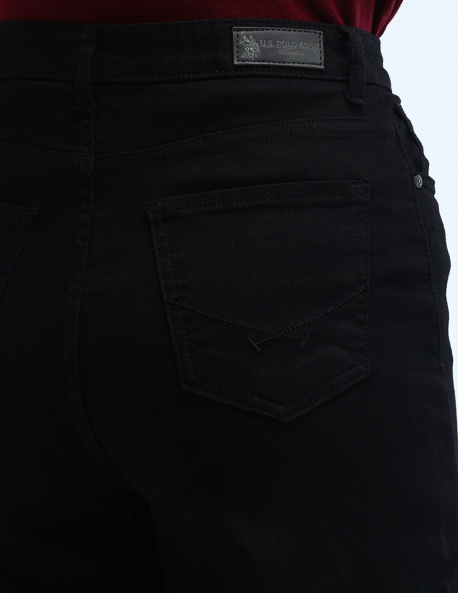 High Rise Stretchable Baggy Jeans Black - U.S. POLO ASSN. | Large