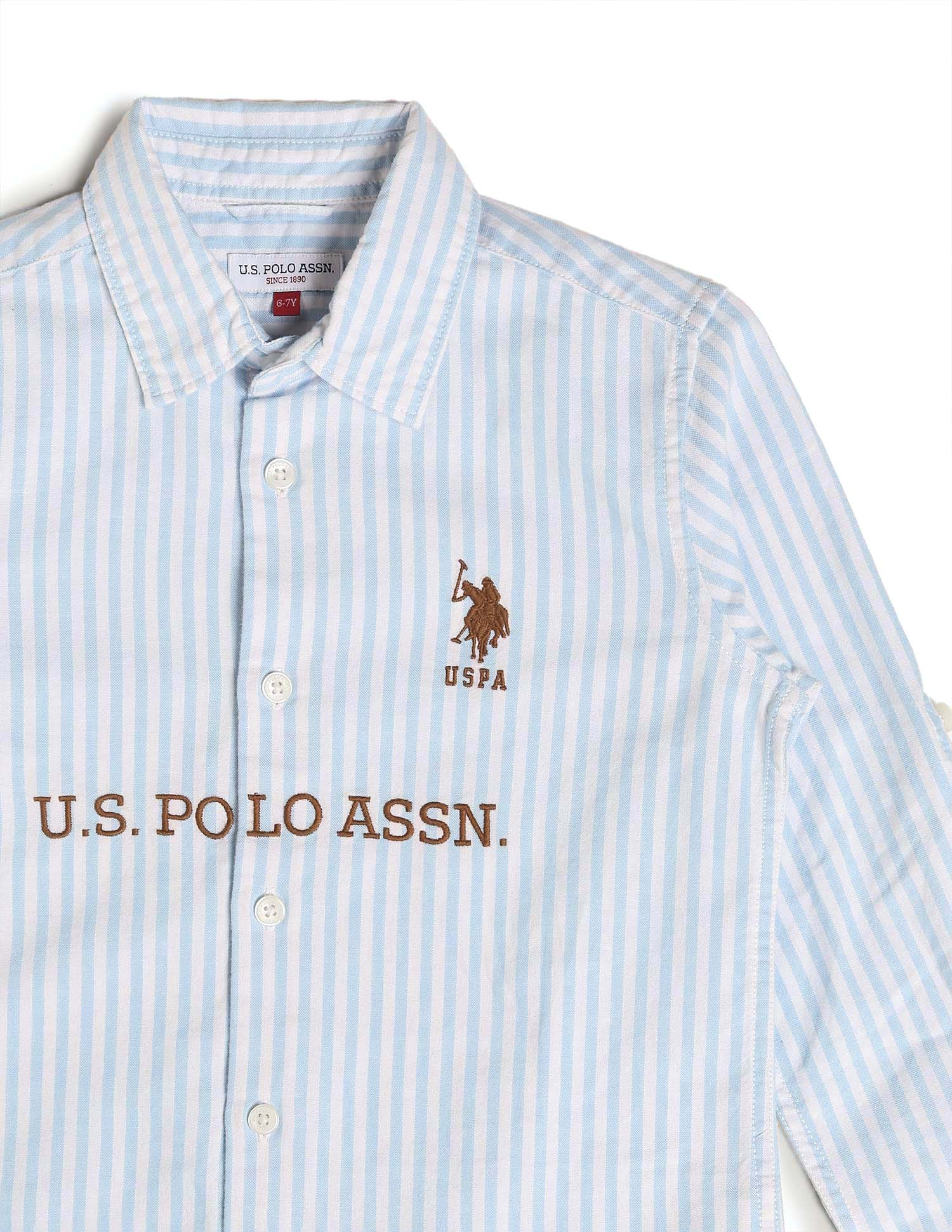 Boys Brand Embroidered Oxford Shirt Light Blue - U.S. POLO ASSN. | Large