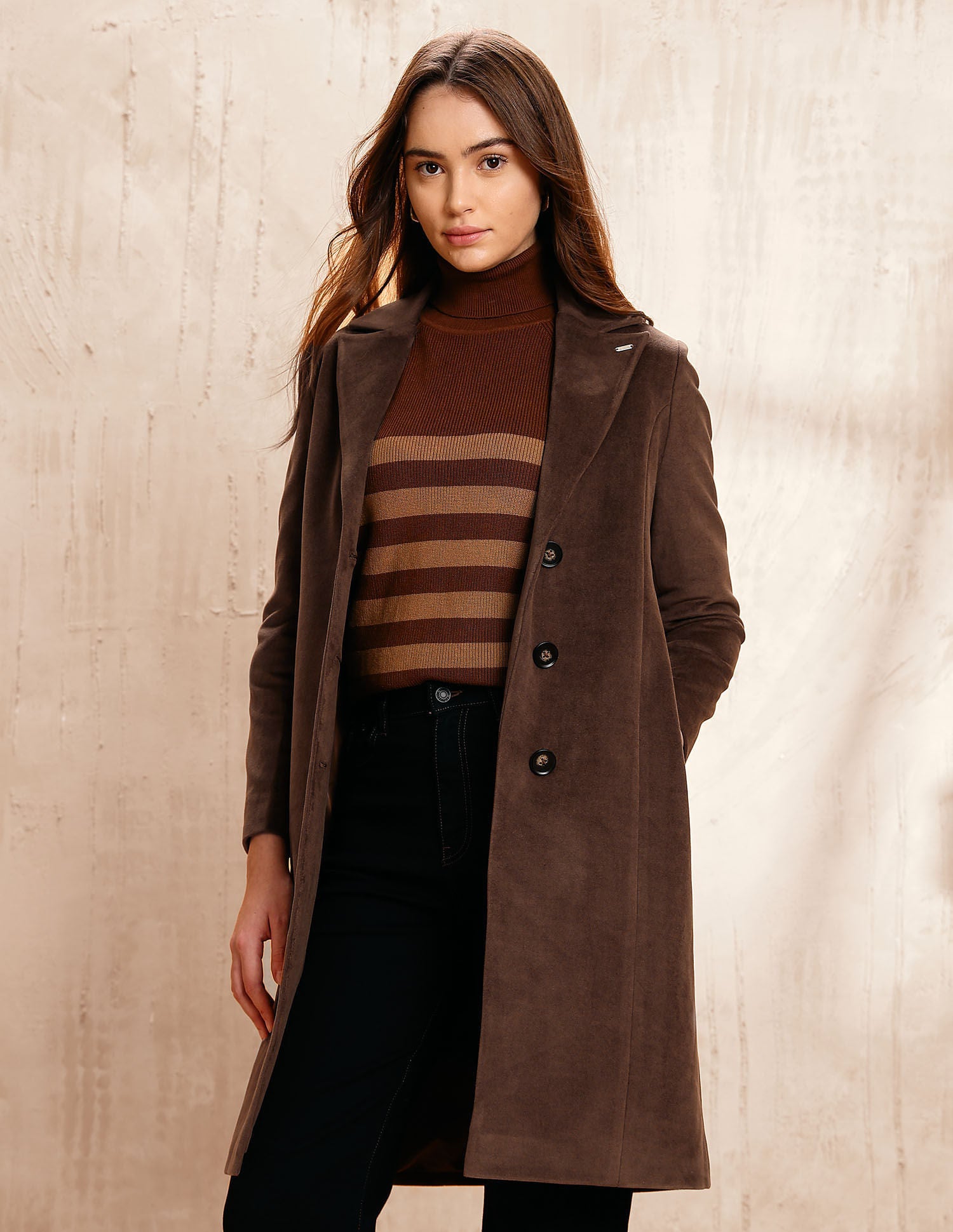 Single Breasted Notch Lapel Coat Brown - U.S. POLO ASSN. | Large