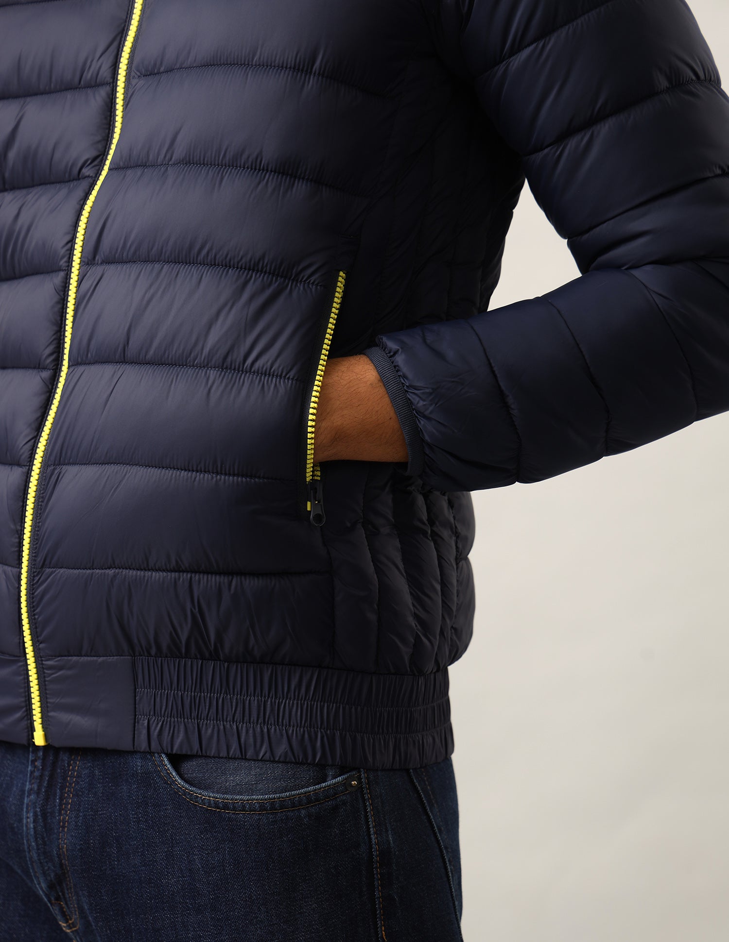 Solid Regular Fit Puffer Jacket Navy - U.S. Polo Assn. India | Large