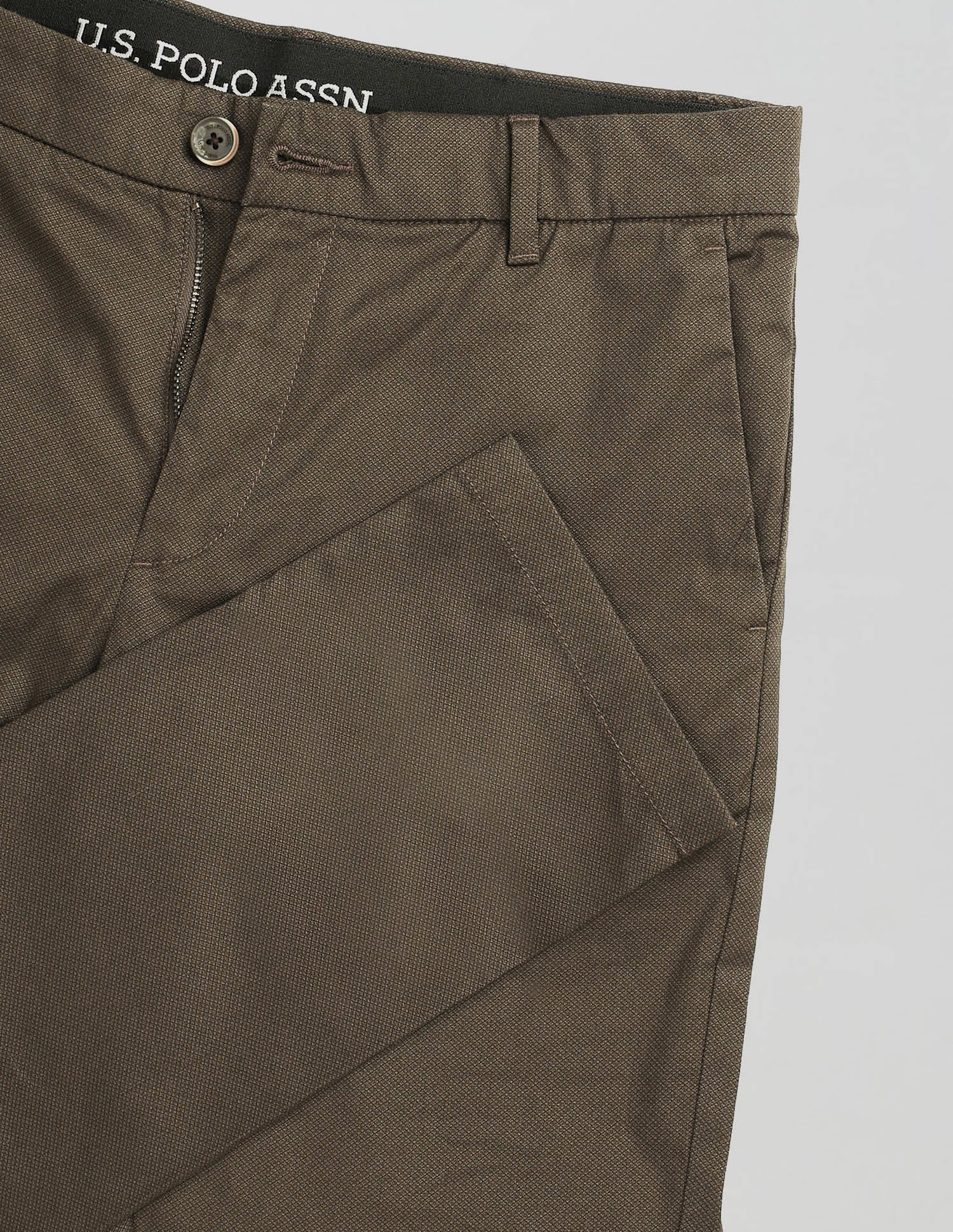 Slim Fit Textured Trousers Olive - U.S. POLO ASSN. | Large