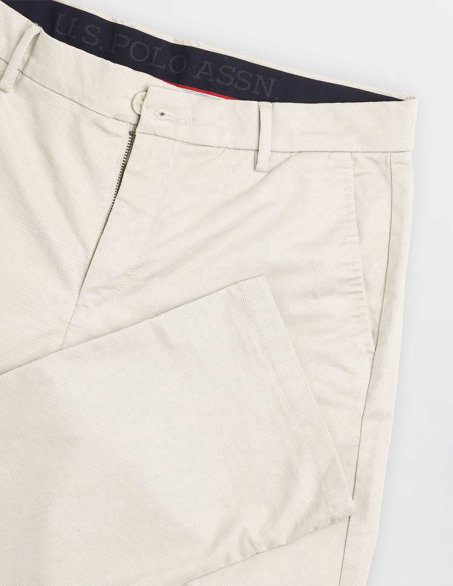 Textured Riley Straight Fit Trousers Beige - U.S. Polo Assn. India | Large