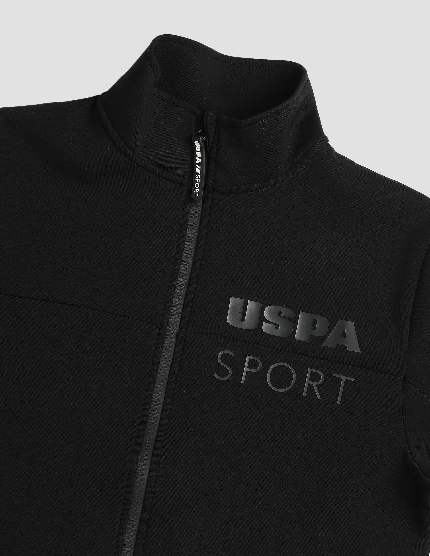 Regular Fit Zipper Active Sweatshirt Black - U.S. Polo Assn. India | Large