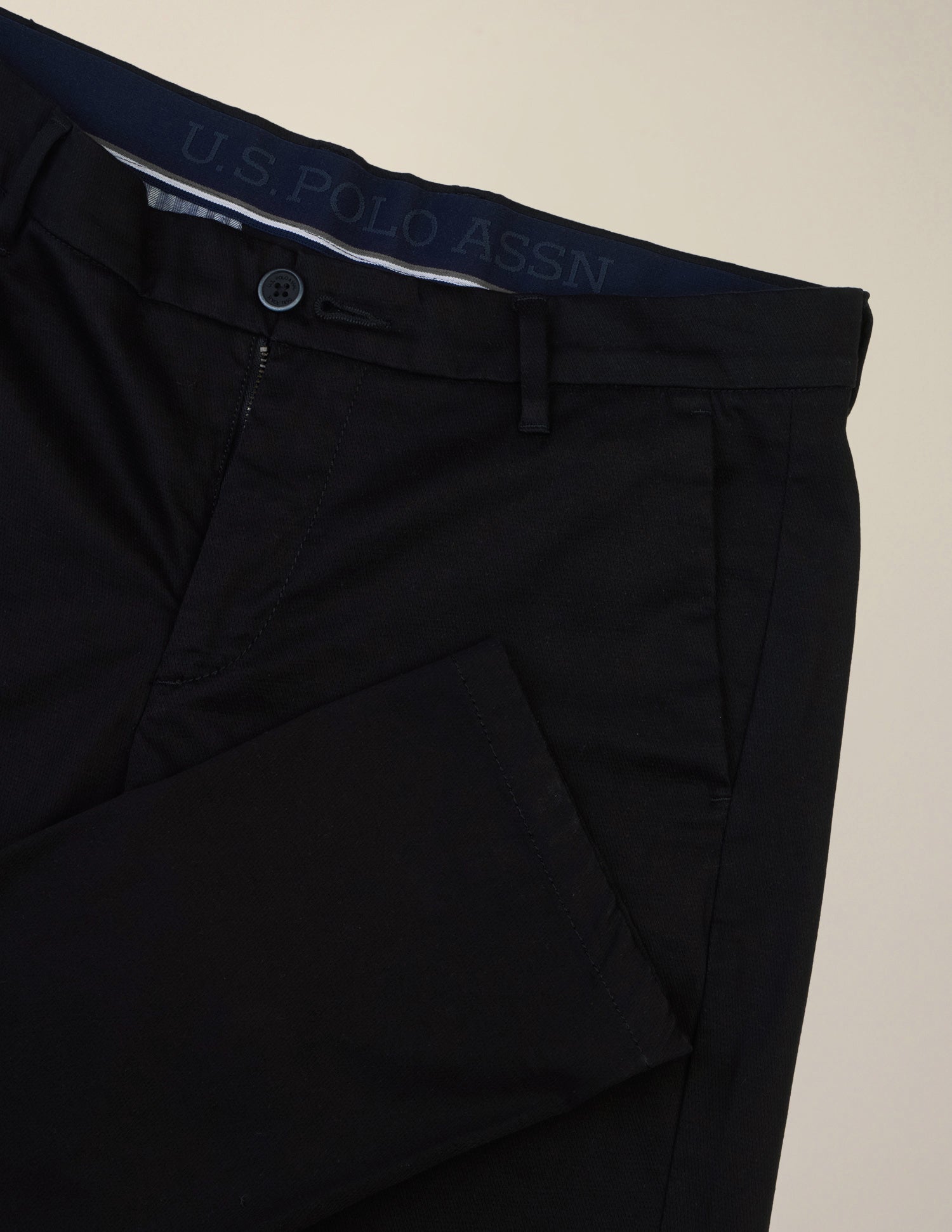 Denver Slim Fit Dobby Trousers Black - U.S. Polo Assn. India | Large