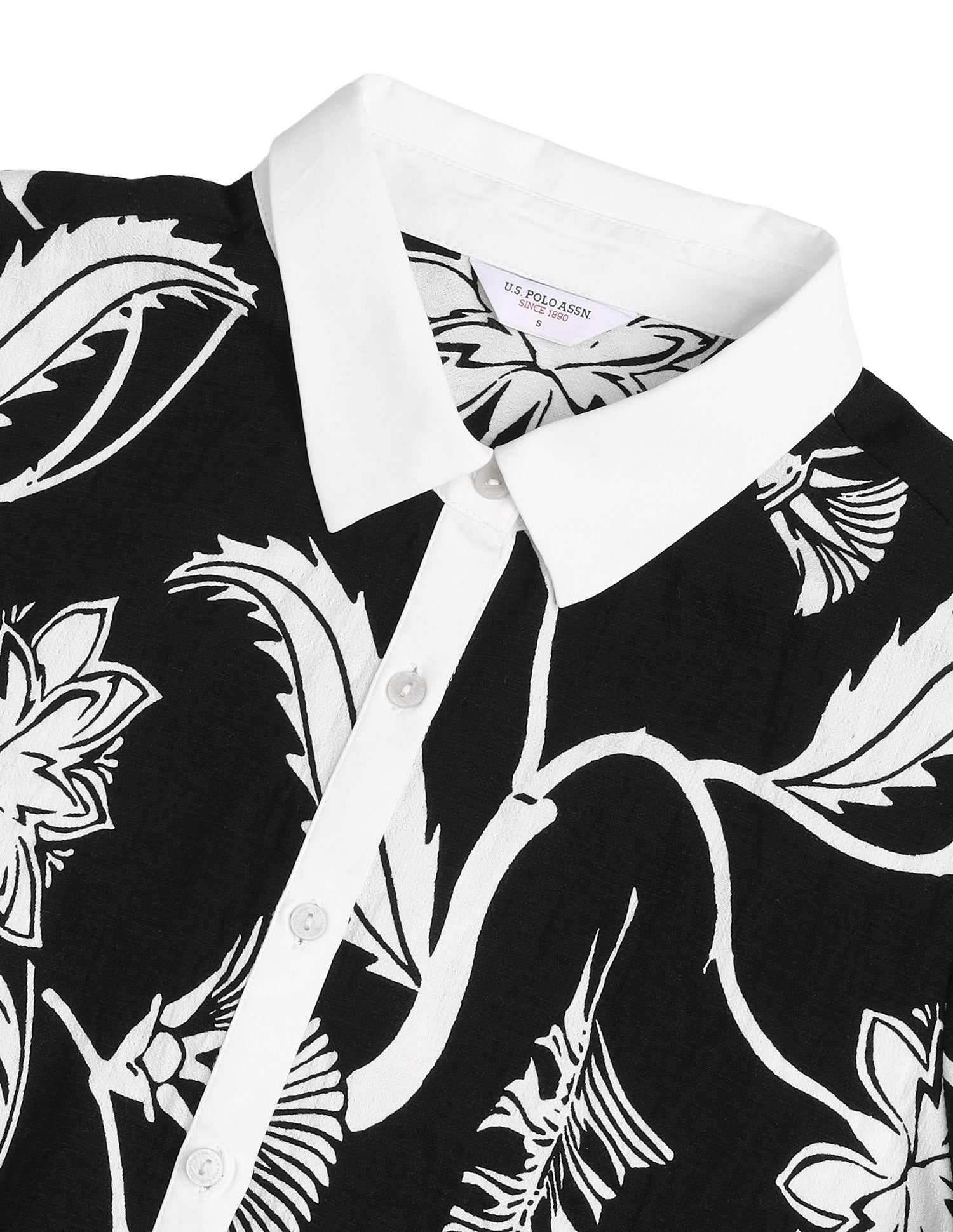 Floral Printed Regular Fit Shirt Black - U.S. Polo Assn. India | Large