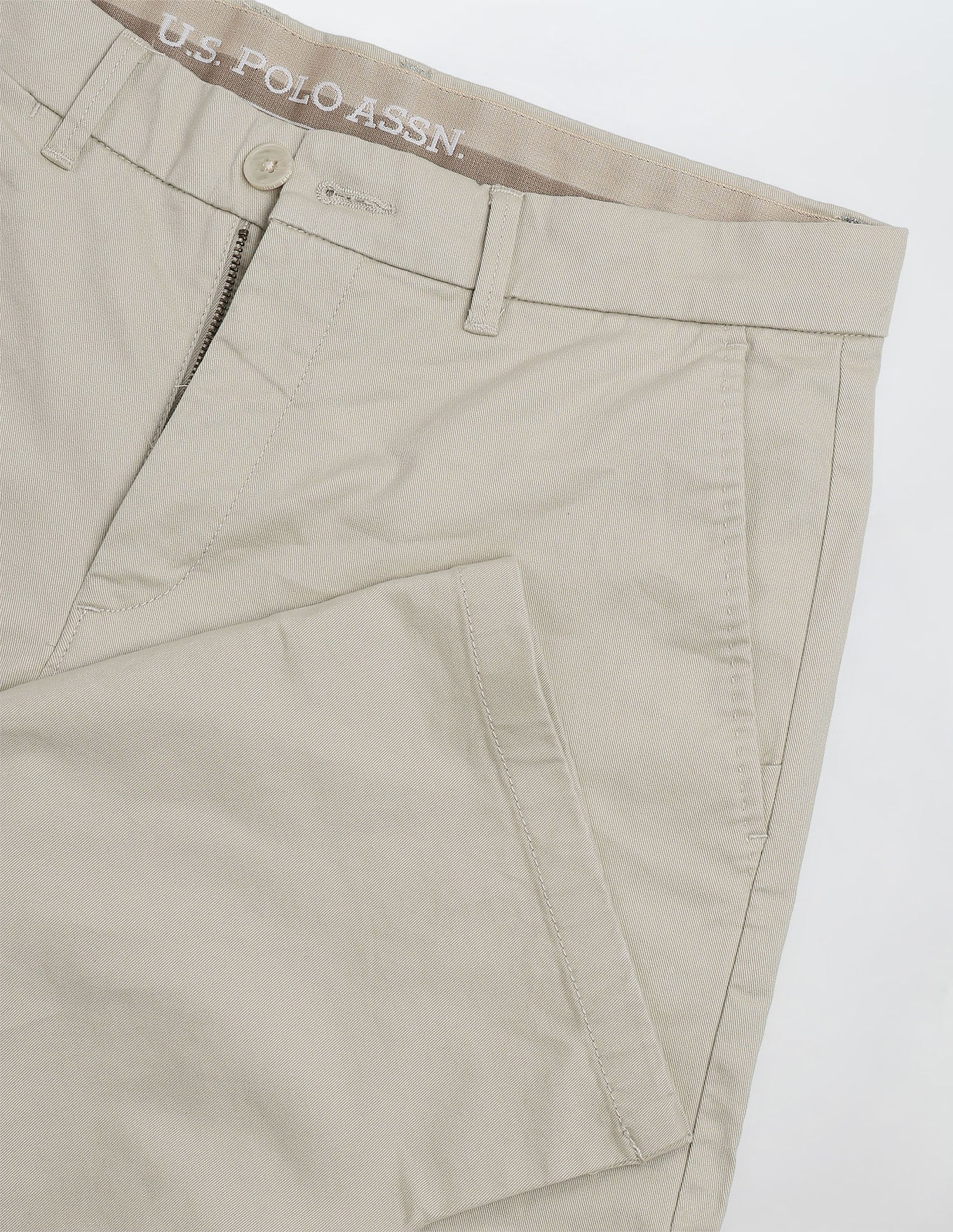 Straight Fit Satin Trousers Stone - U.S. Polo Assn. India | Large