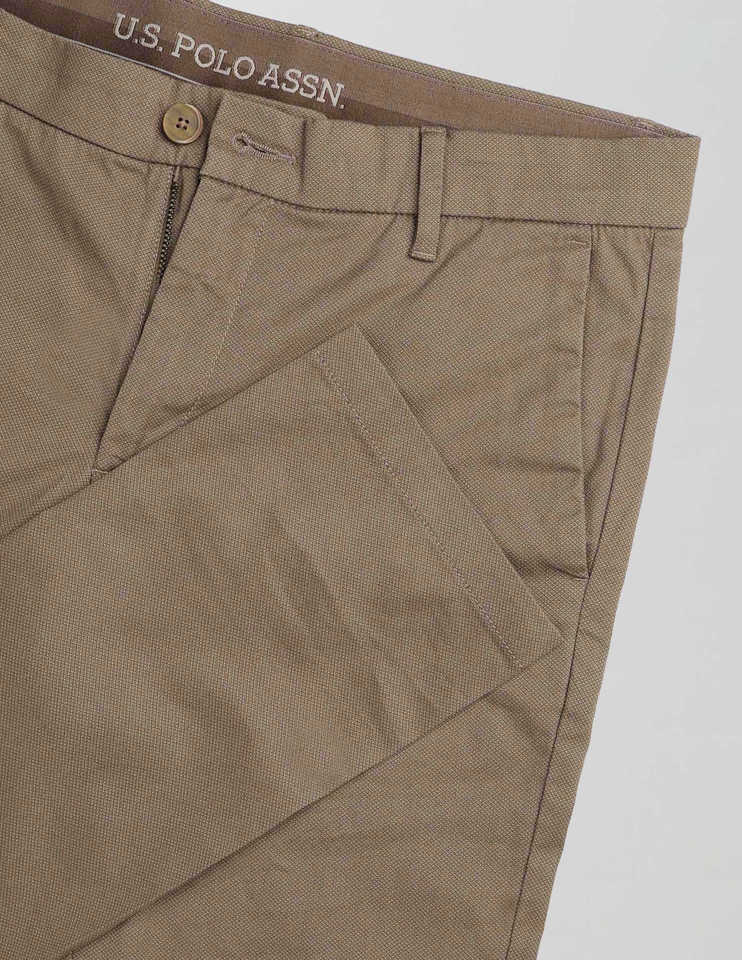 Slim Fit Satin Trousers Khaki - U.S. Polo Assn. India | Large