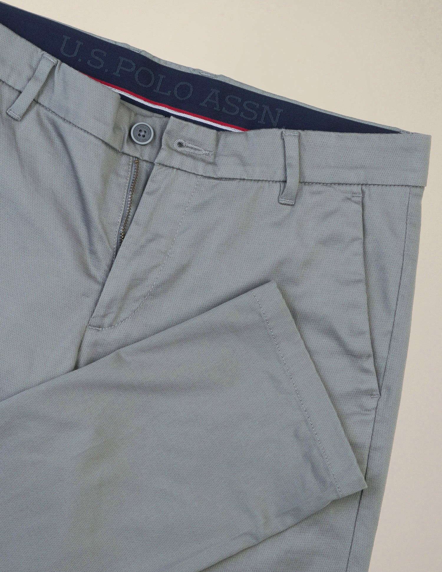 Denver Slim Fit Dobby Trousers Grey - U.S. Polo Assn. India | Large