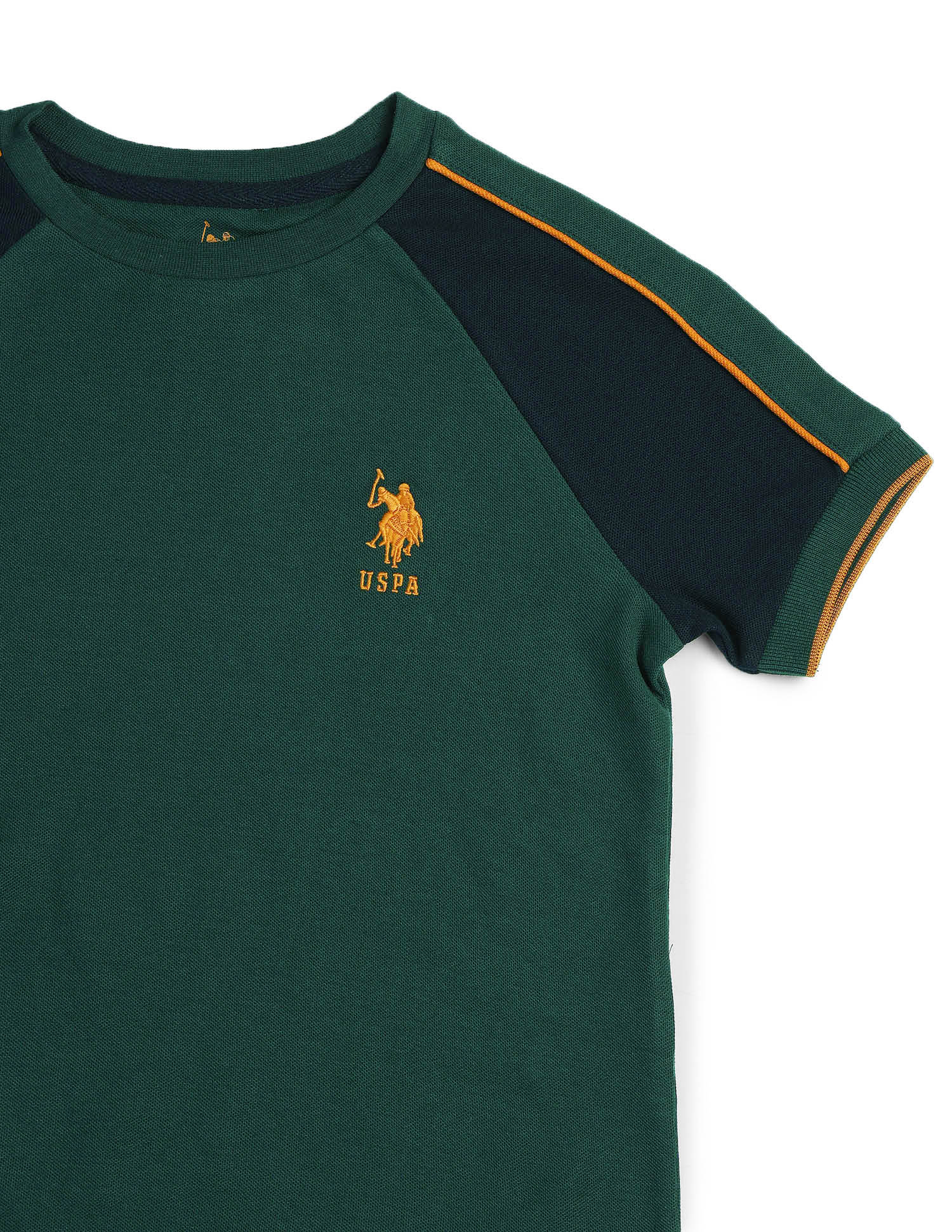 Boys Colour Blocked Regular Fit T-Shirt Dark Green - U.S. POLO ASSN. | Large