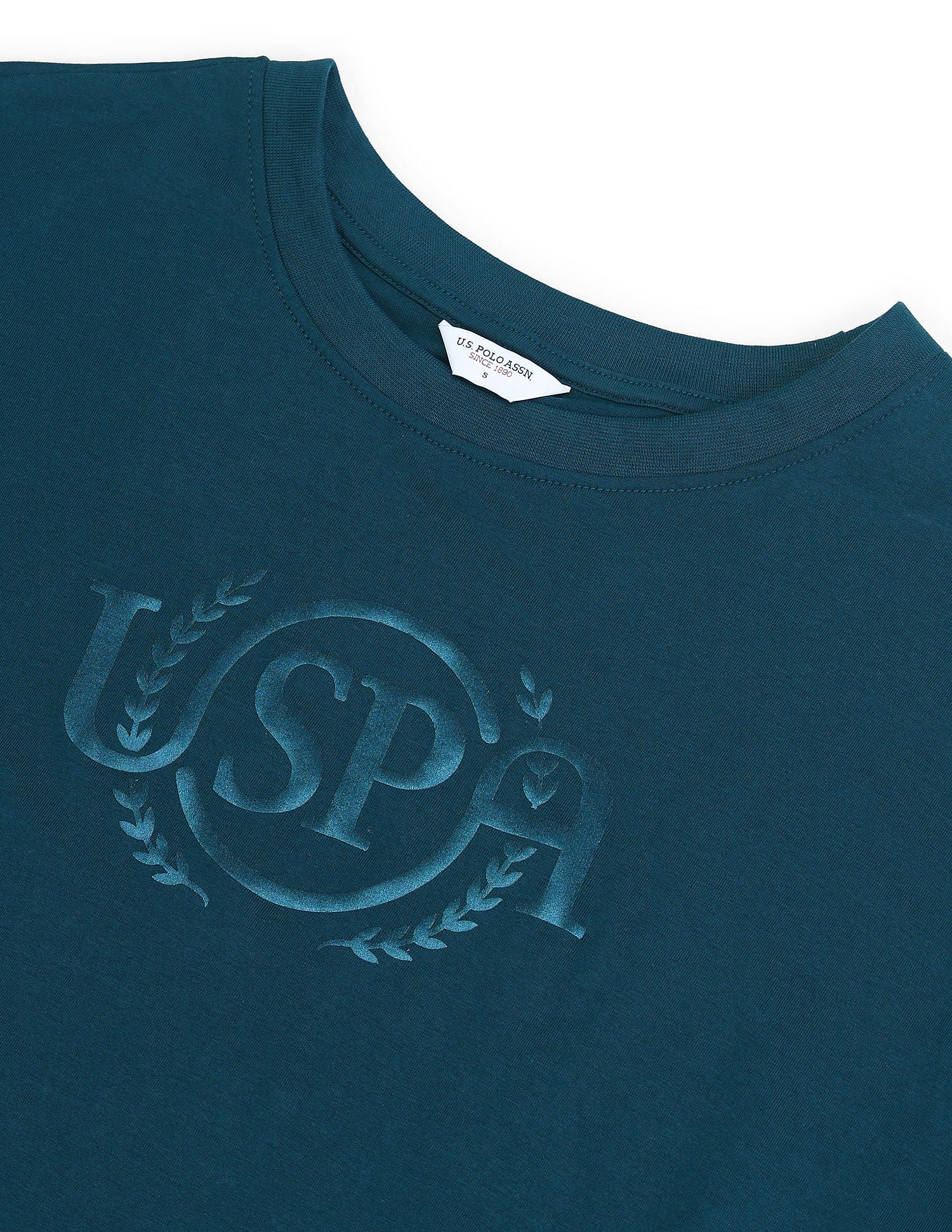 Drop Shoulder Satin Flock T-Shirt Teal - U.S. POLO ASSN. | Large