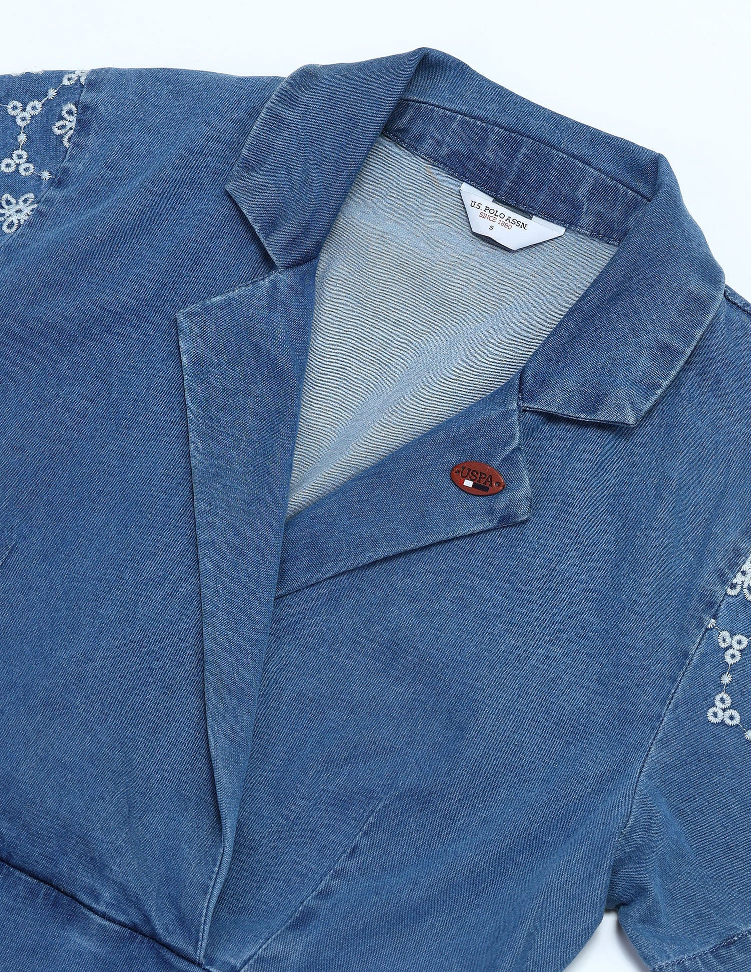 Embroidered Chambray Washed Dress Blue - U.S. POLO ASSN. | Large