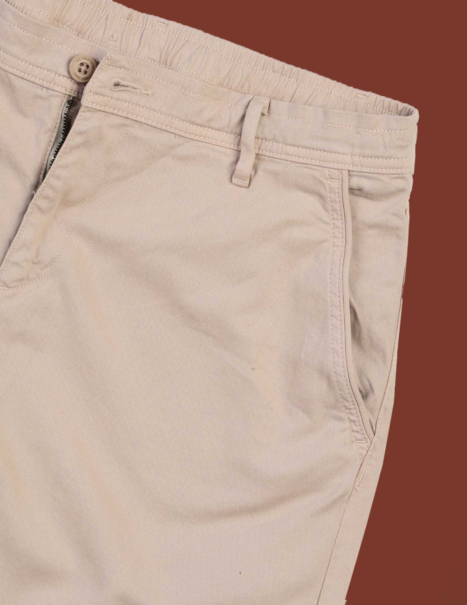Solid Slim Fit Chino Shorts Khaki - U.S. Polo Assn. India | Large