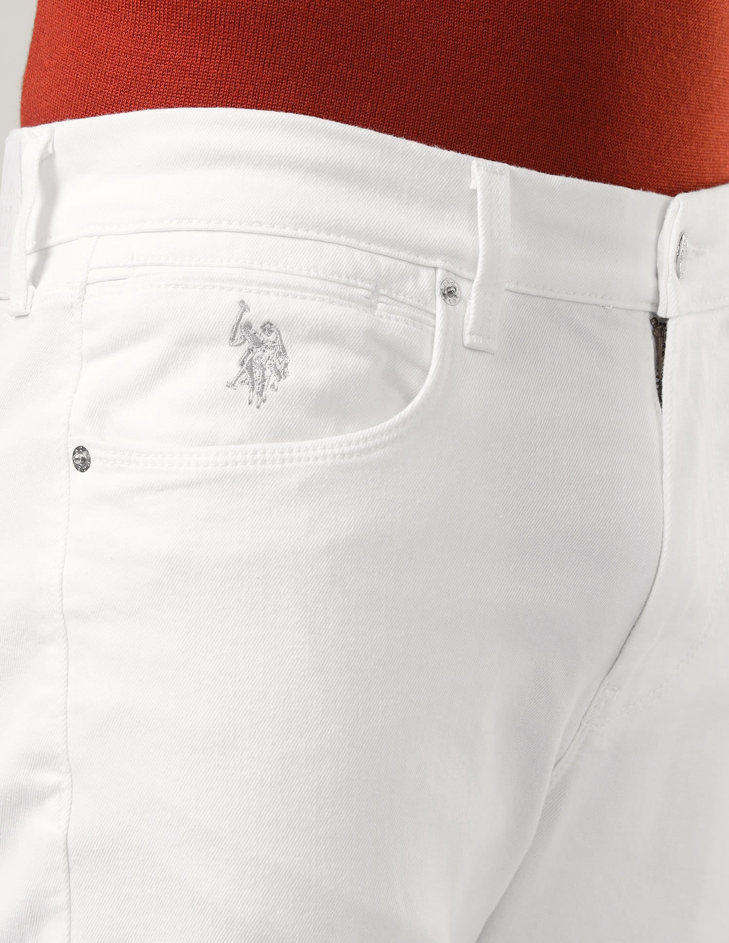 Harold Slim Straight Fit White Jeans White - U.S. Polo Assn. India | Large