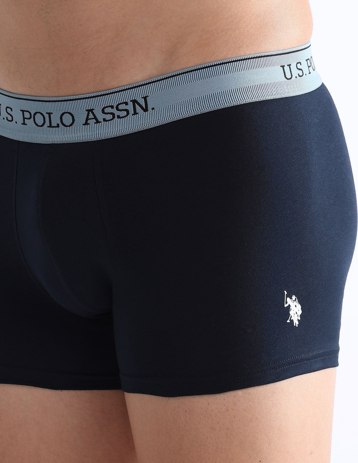 Mid Rise Solid OET15 Trunks - Pack Of 3 Black, Oatmeal and Navy - U.S. POLO ASSN. | Large