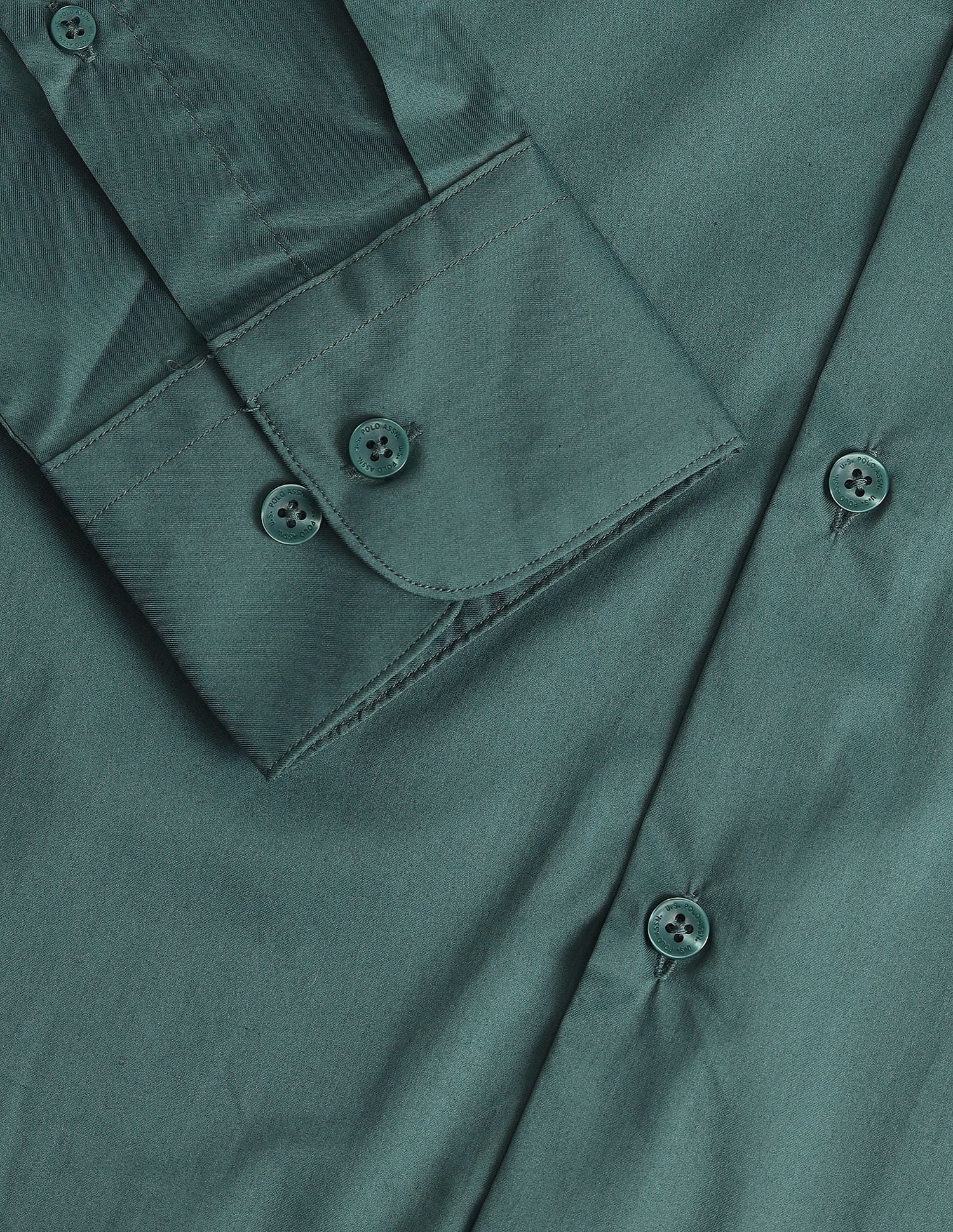 Tailored Fit Solid Twill Shirt Green - U.S. Polo Assn. India | Large