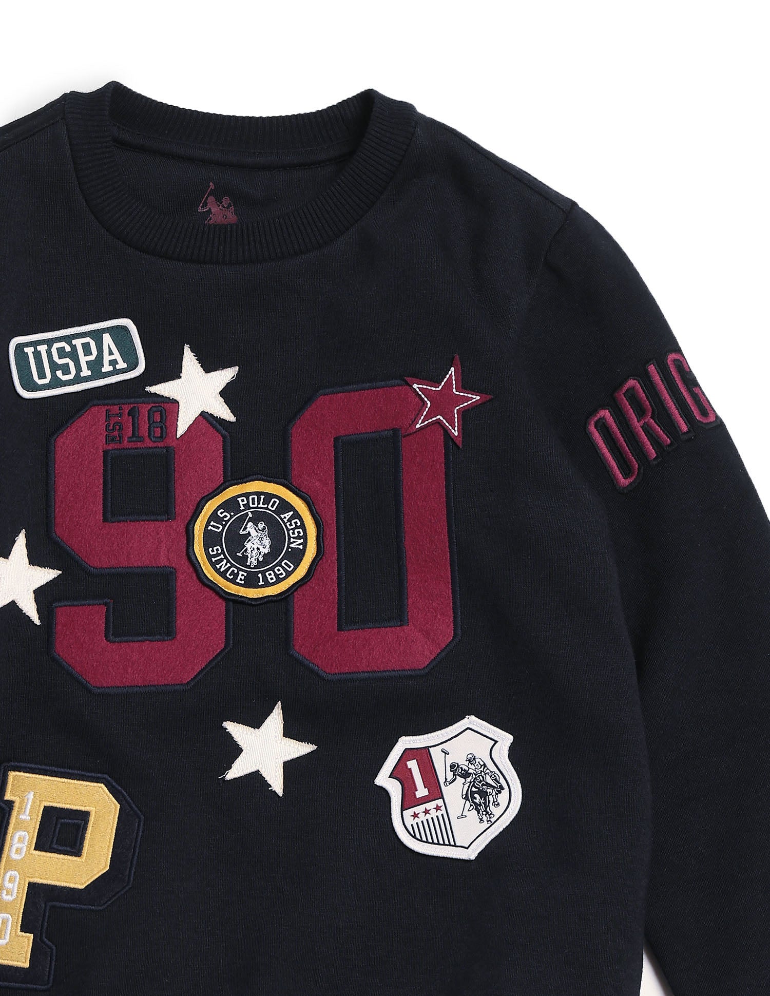 Boys Appliqued Regular Fit Sweatshirt Navy - U.S. POLO ASSN. | Large