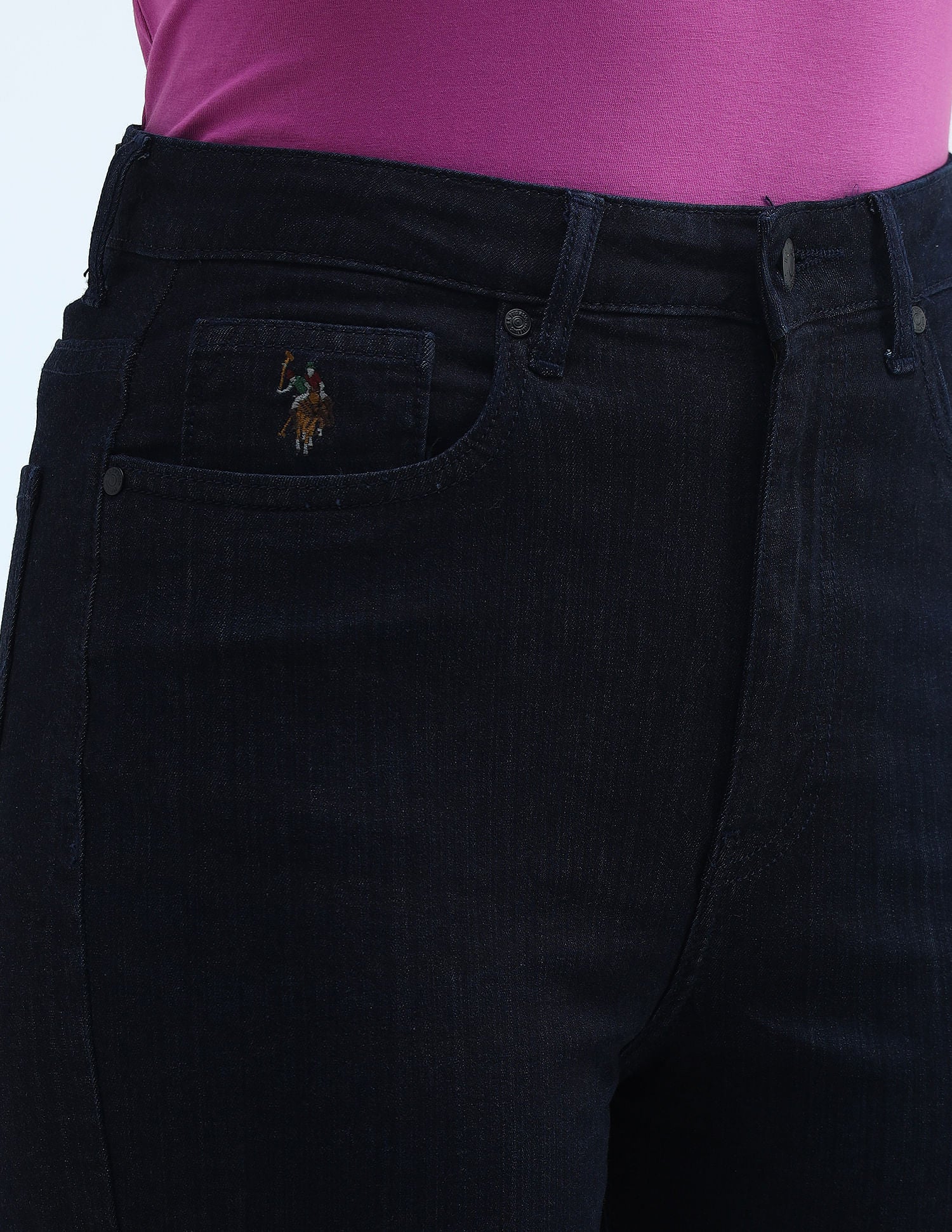 High Rise Mom Fit Jeans Dark Blue - U.S. POLO ASSN. | Large