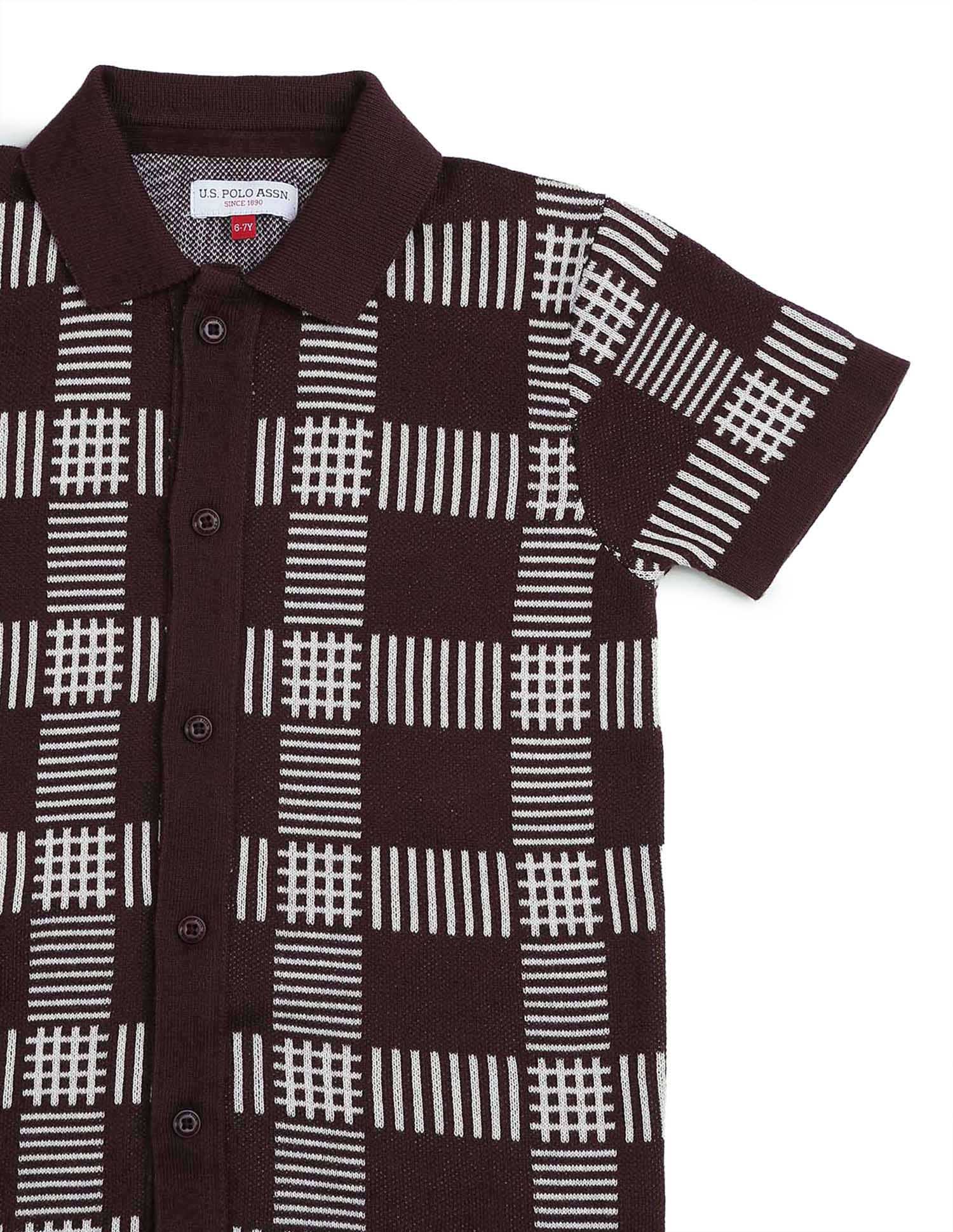 Boys Textured Regular Fit Polo Shirt Dark Brown - U.S. POLO ASSN. | Large