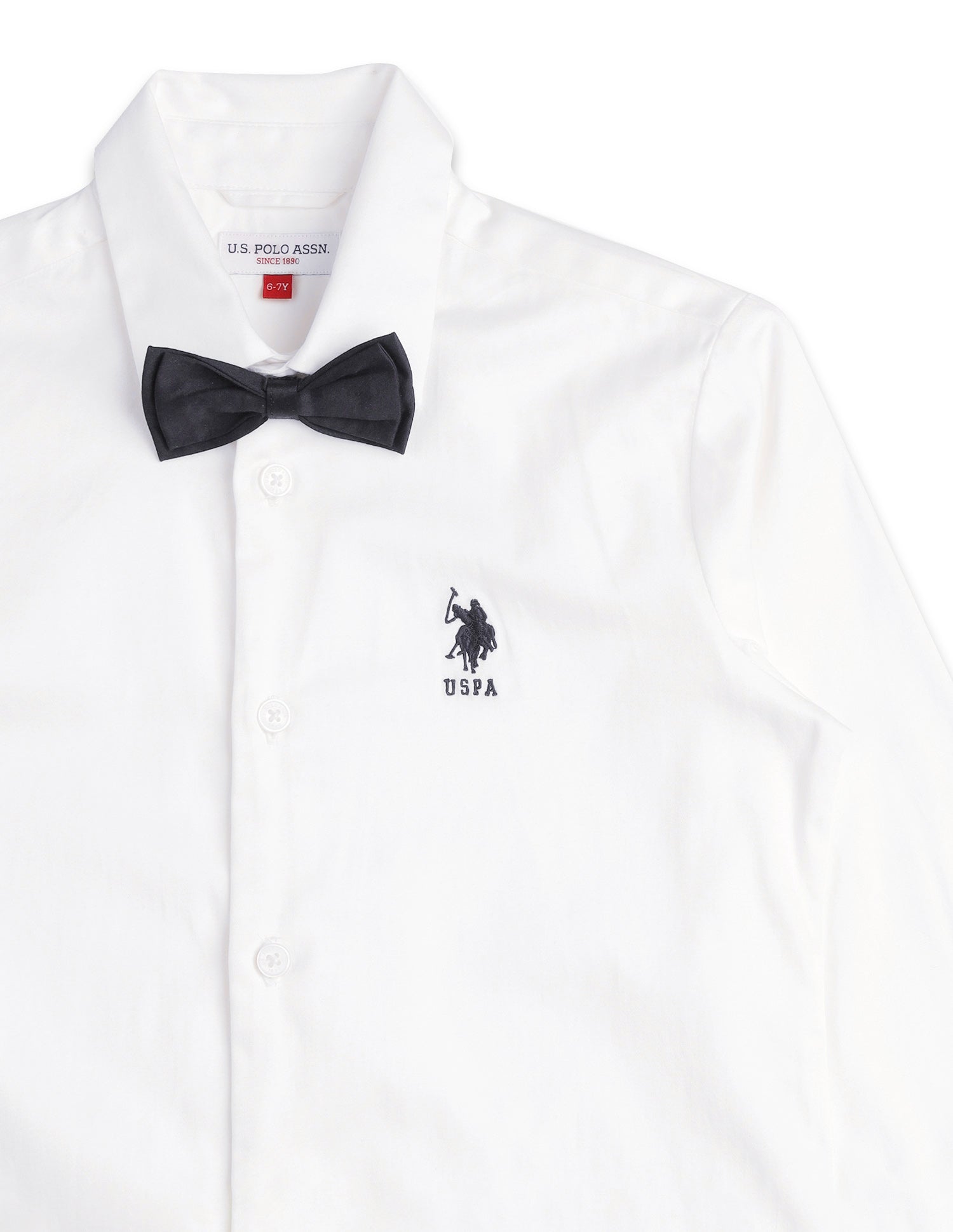Boys Poplin Bow Tie Shirt White - U.S. POLO ASSN. | Large