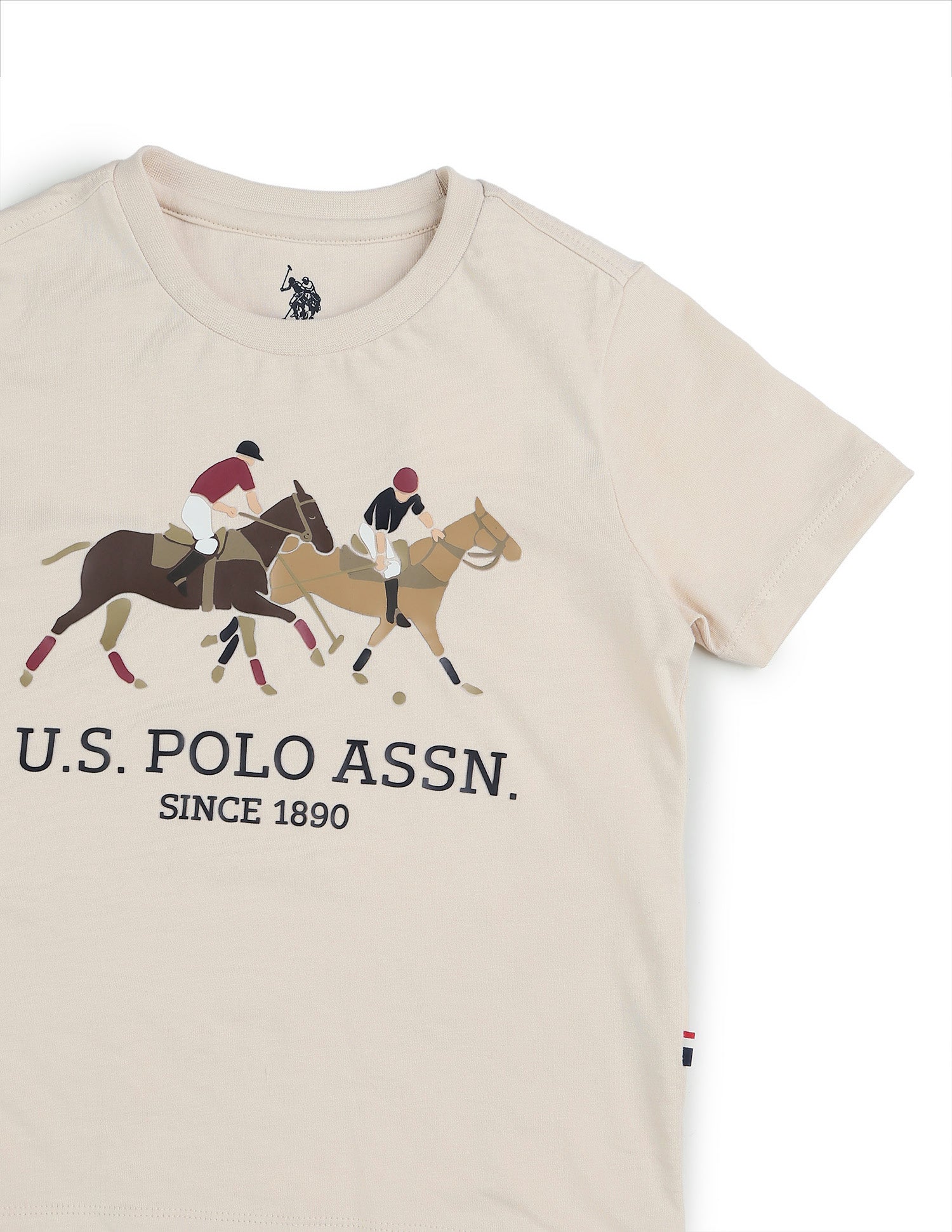 Boys Graphic Brand Printed Regular Fit T-Shirt Ecru - U.S. POLO ASSN. | Large