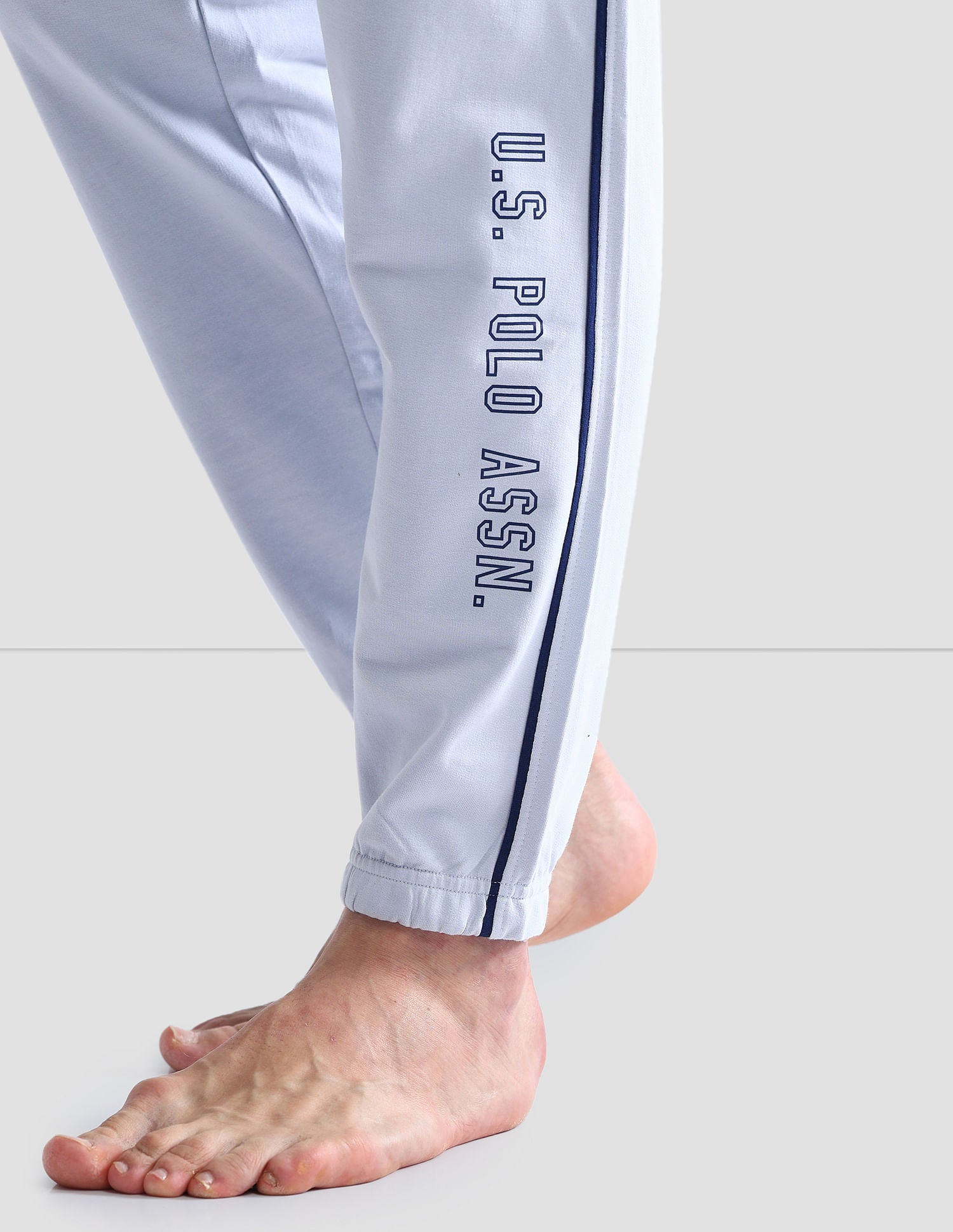 Pure Cotton Solid OJ003 Joggers - Pack Of 1 Light Blue - U.S. POLO ASSN. | Large