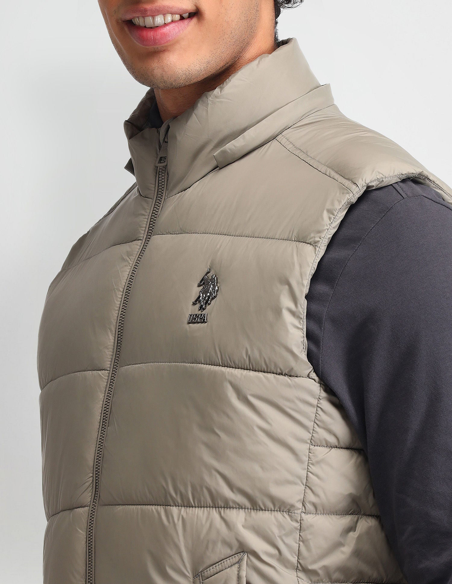 Detachable Hood Padded Jacket Metalic Khakhi - U.S. POLO ASSN. | Large