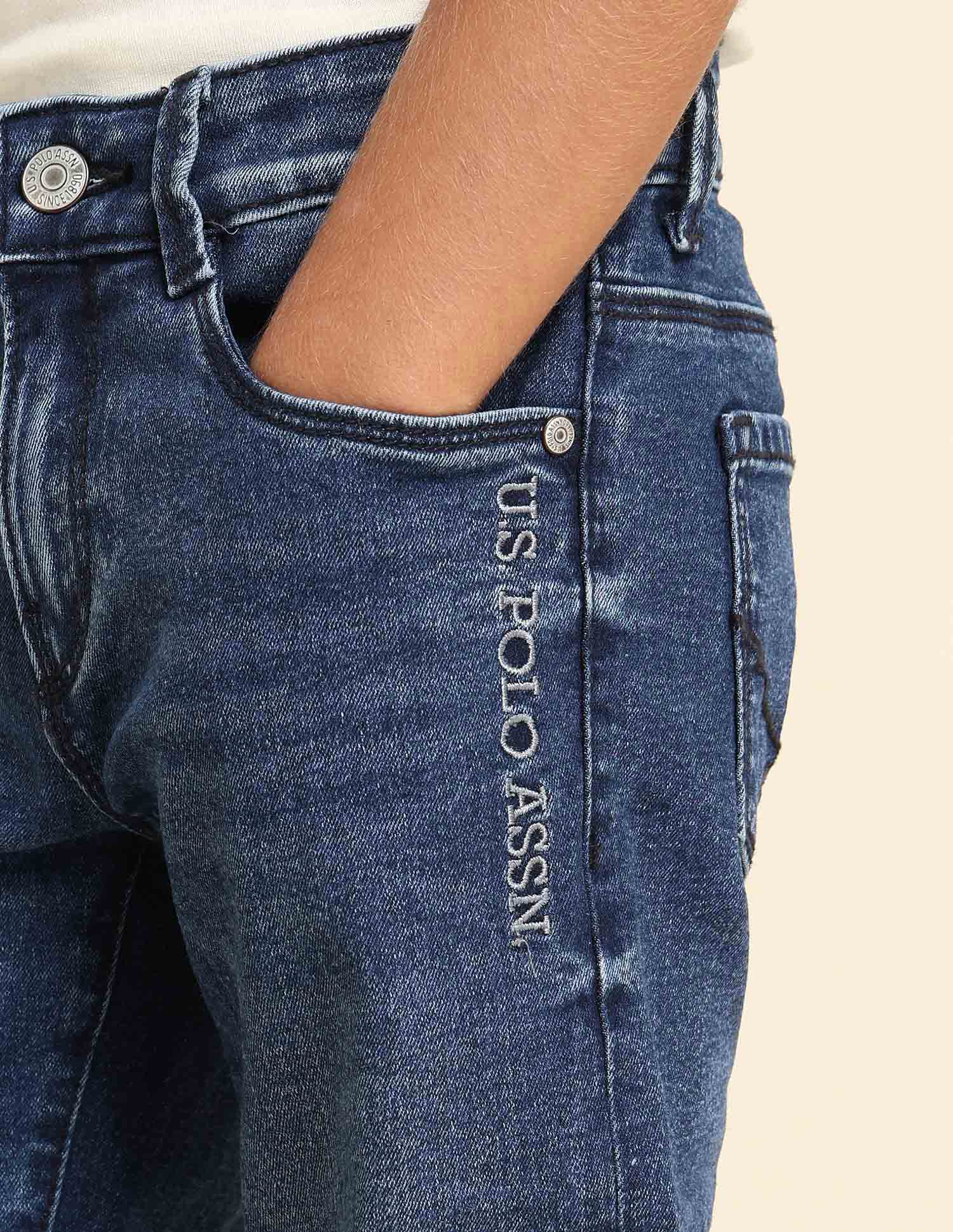 Boys Relaxed Fit Blue Jeans Dark Blue - U.S. POLO ASSN. | Large