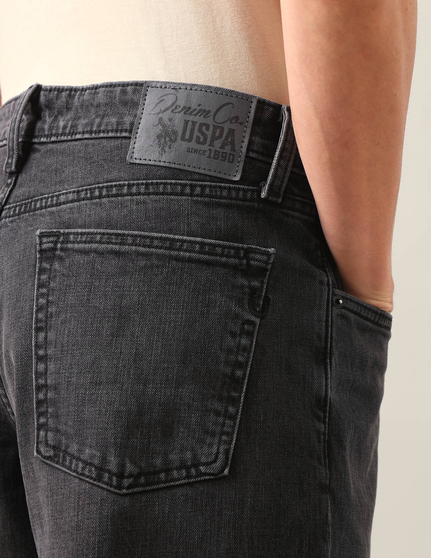 Shawn Relaxed Fit Black Jeans Washed Black - U.S. Polo Assn. India | Large