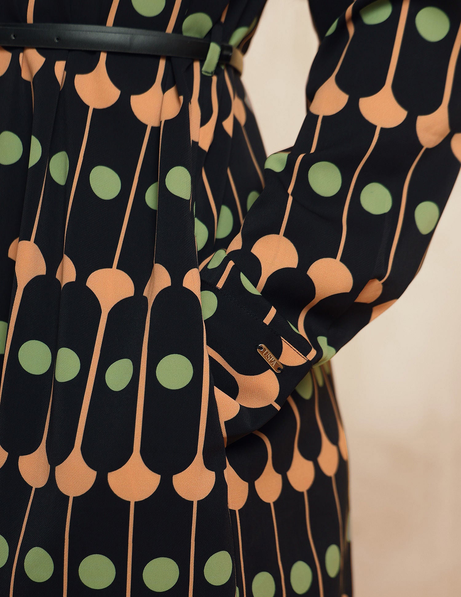 Geometric Printed Midi Shirt Dress Black - U.S. POLO ASSN. | Large