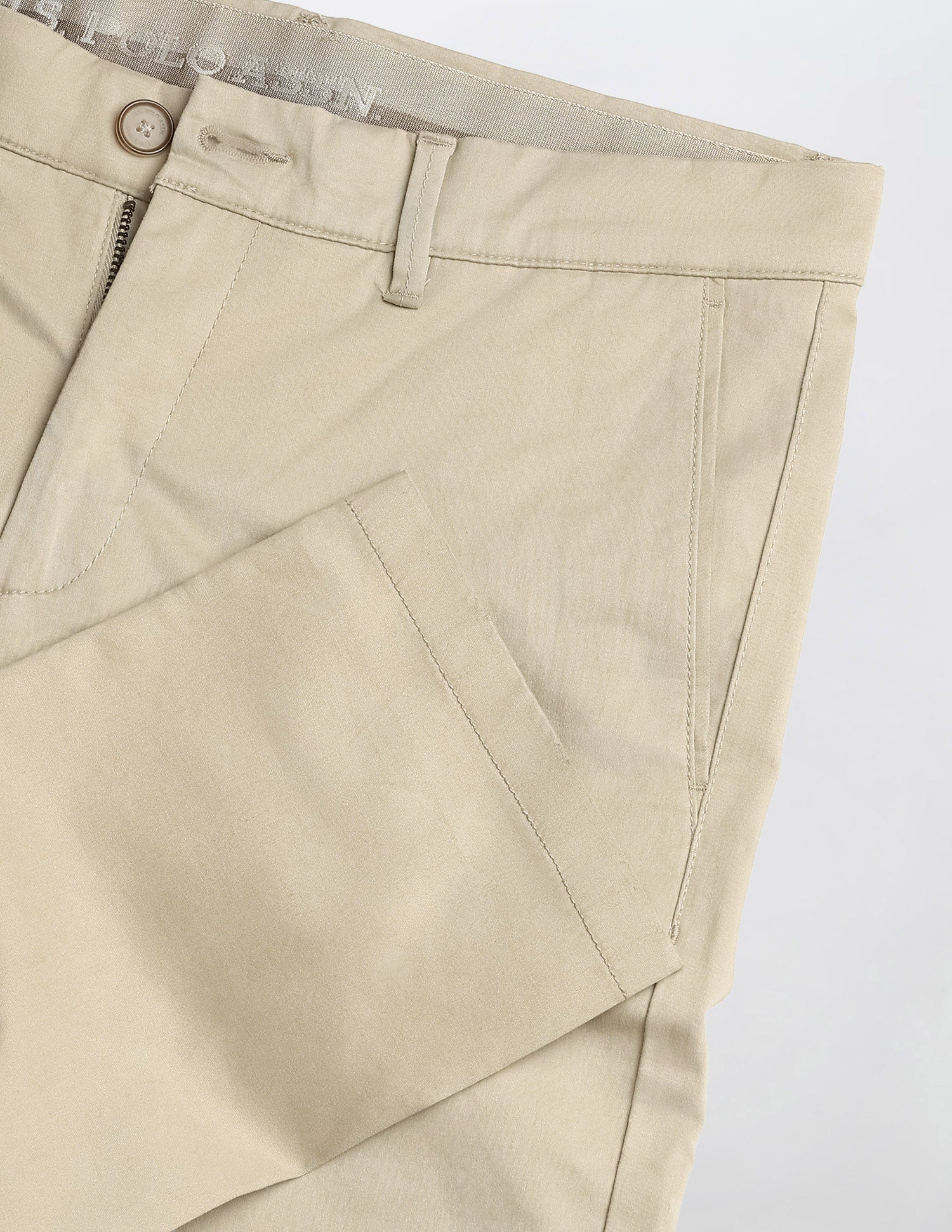 Denver Slim Fit Satin Trousers Light Kahki - U.S. Polo Assn. India | Large
