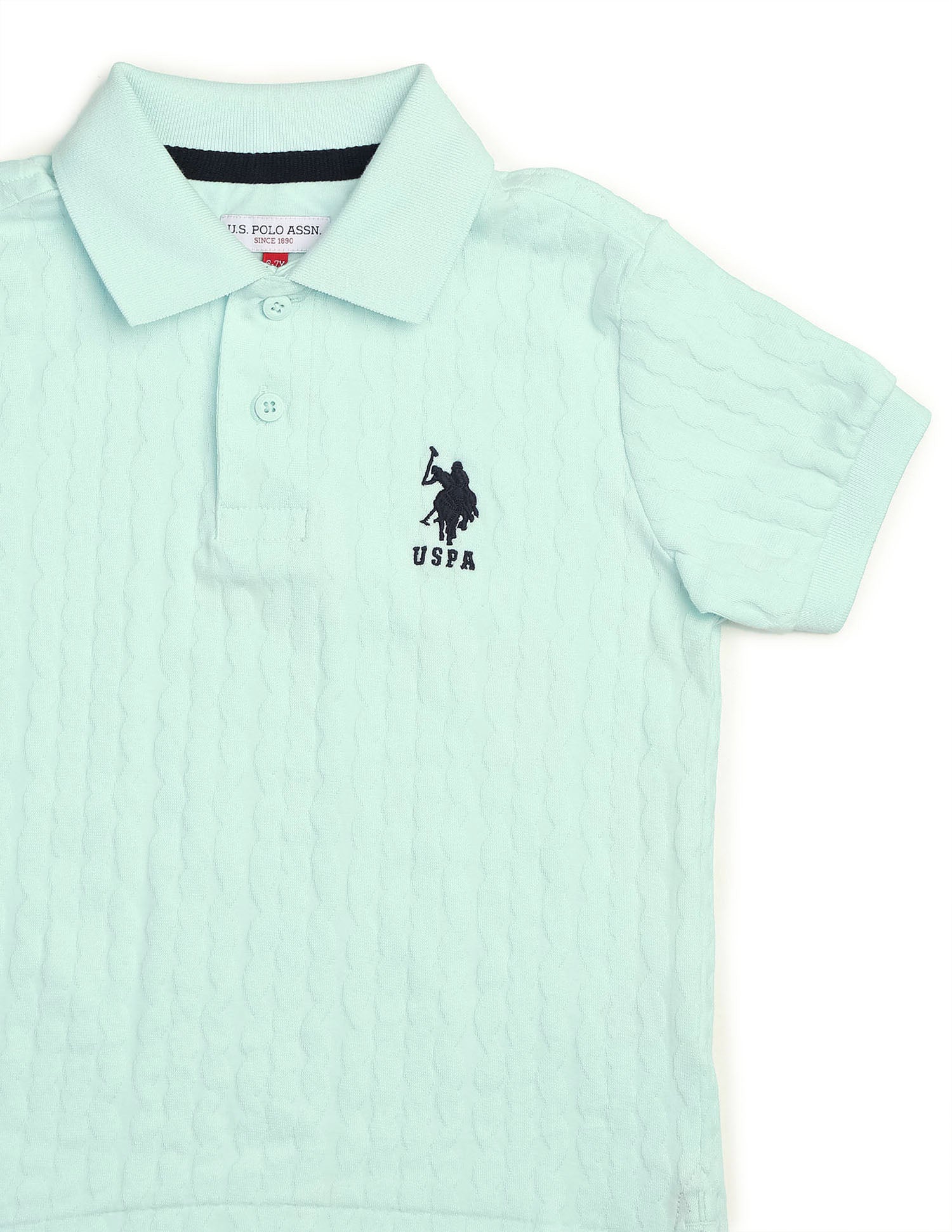 Boys Textured Pure Cotton Polo Shirt Light Green - U.S. POLO ASSN. | Large