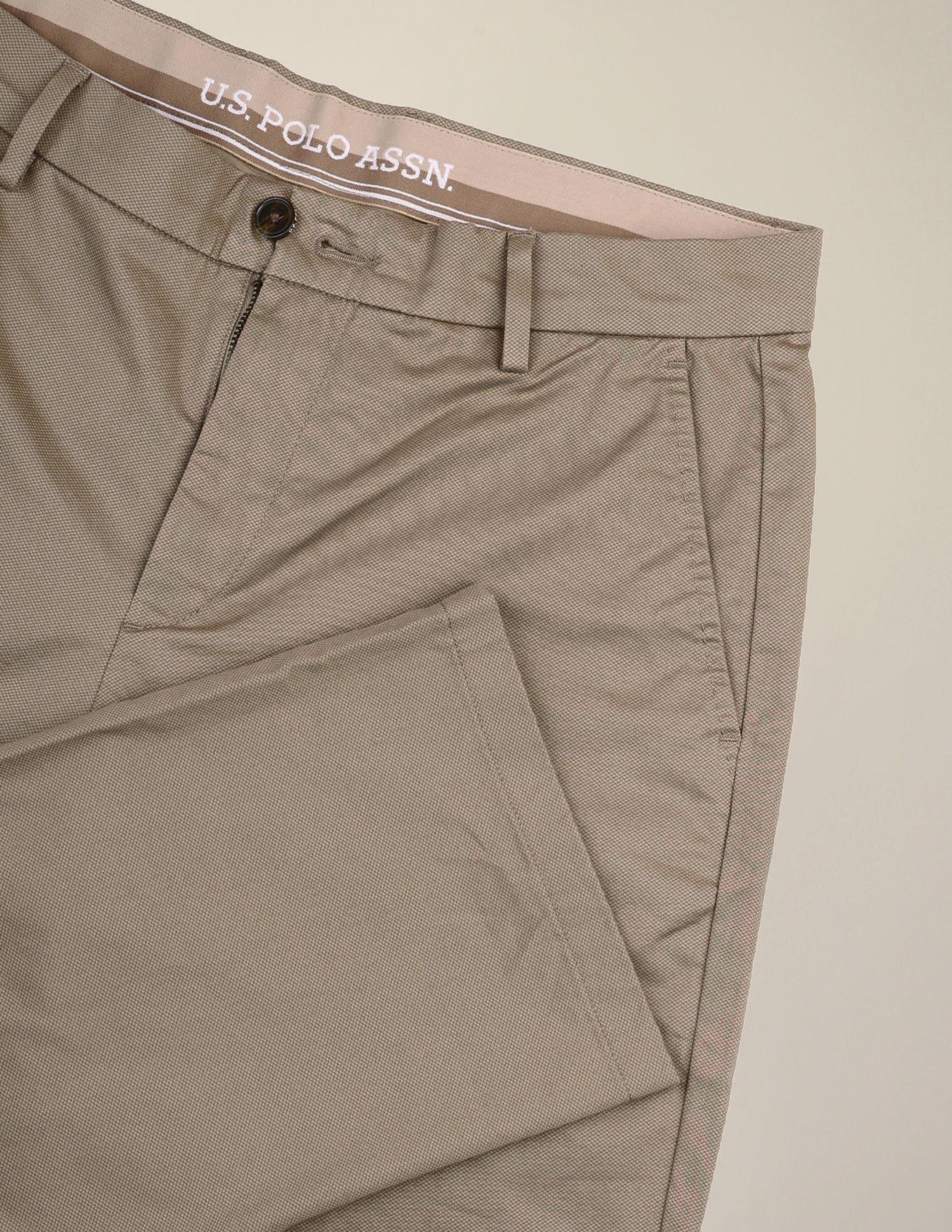 Satin Riley Straight Fit Trousers Khaki - U.S. Polo Assn. India | Large