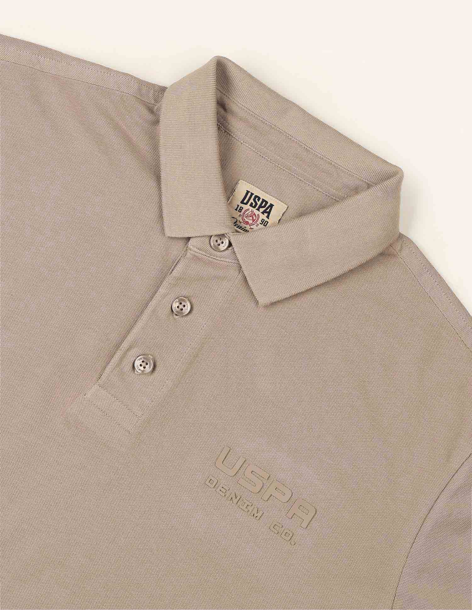 Solid Relaxed Fit Polo Shirt Beige - U.S. Polo Assn. India | Large