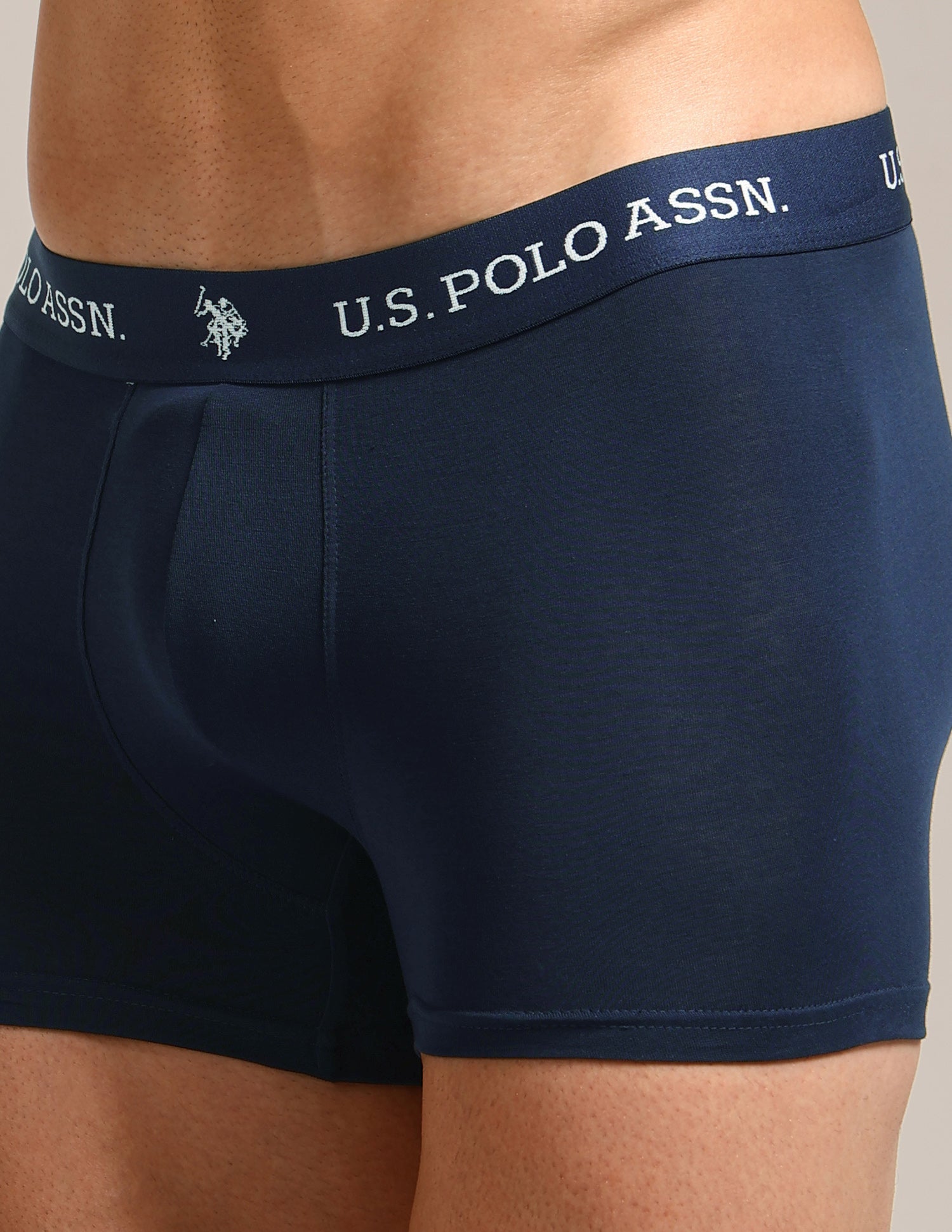 Elastic Waistband Ribbed Solid OET10 Trunks - Pack Of 2 Camo Navy and Navy - U.S. Polo Assn. India | Large