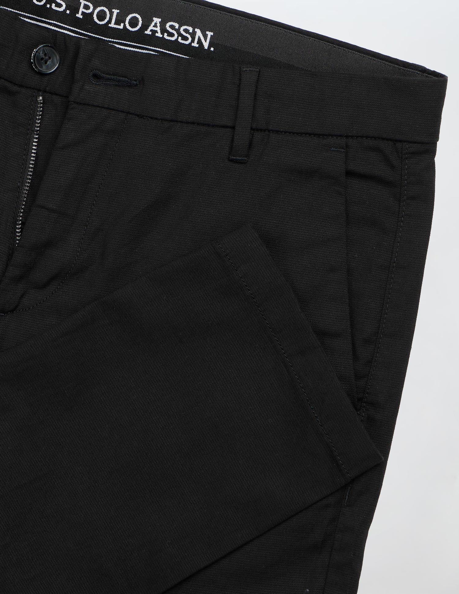 Textured Austin Slim Fit Trousers Black - U.S. POLO ASSN. | Large