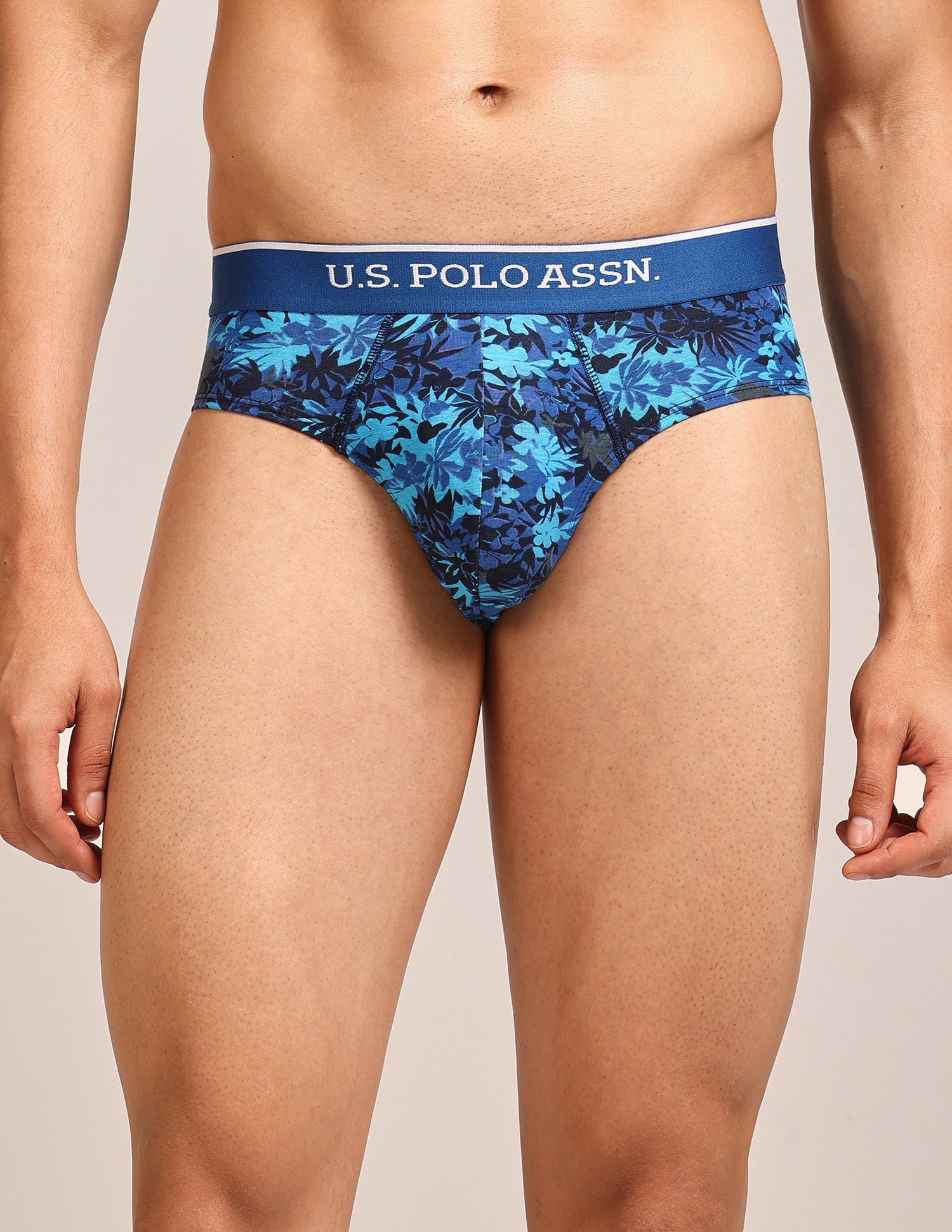 Abrasion Free Printed OEB24 Briefs - Pack Of 3 Blue, Red, Grey - U.S. Polo Assn. India | Large