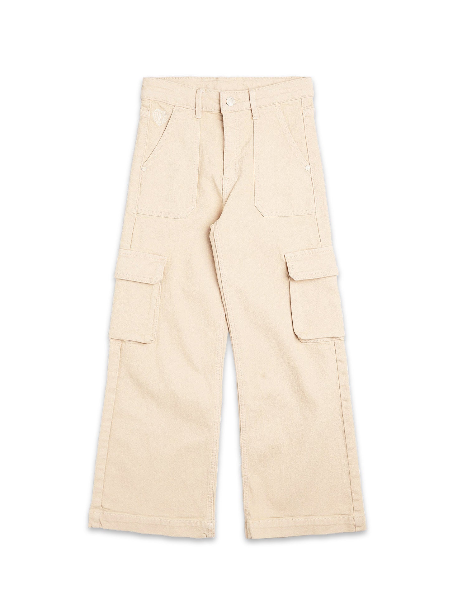 Girls Wide Leg Fit Beige Jeans Ecru - U.S. POLO ASSN. | Large