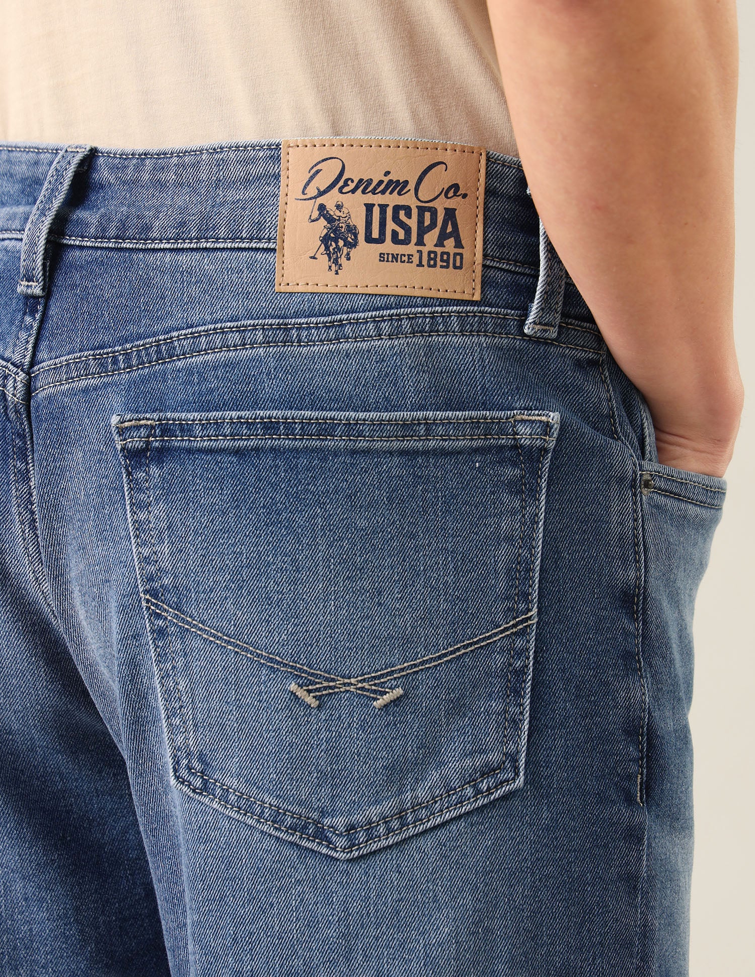 Connor Bootcut Fit Whiskered Jeans Mid Blue - U.S. Polo Assn. India | Large