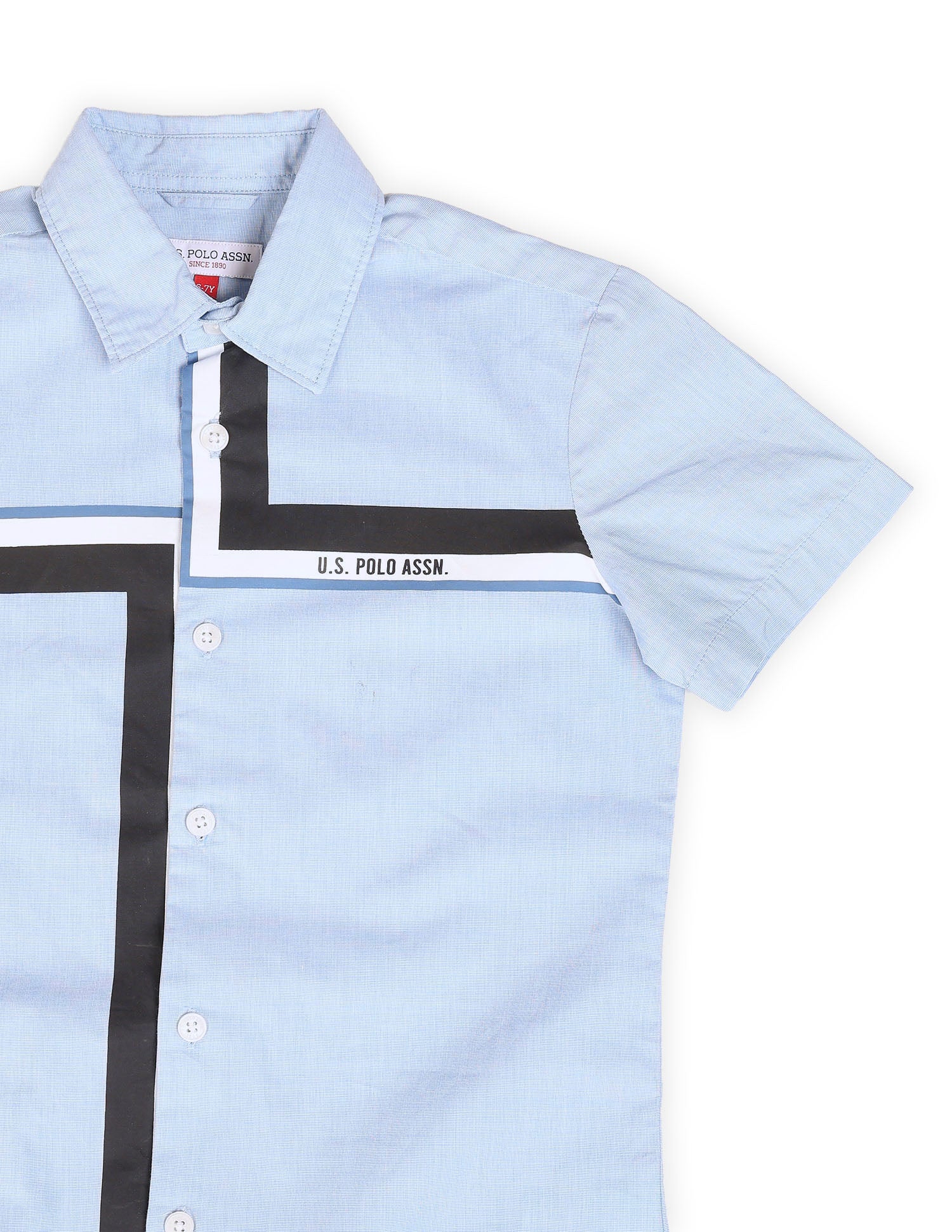 Boys Geometric Printed Twill Shirt Light Blue - U.S. POLO ASSN. | Large