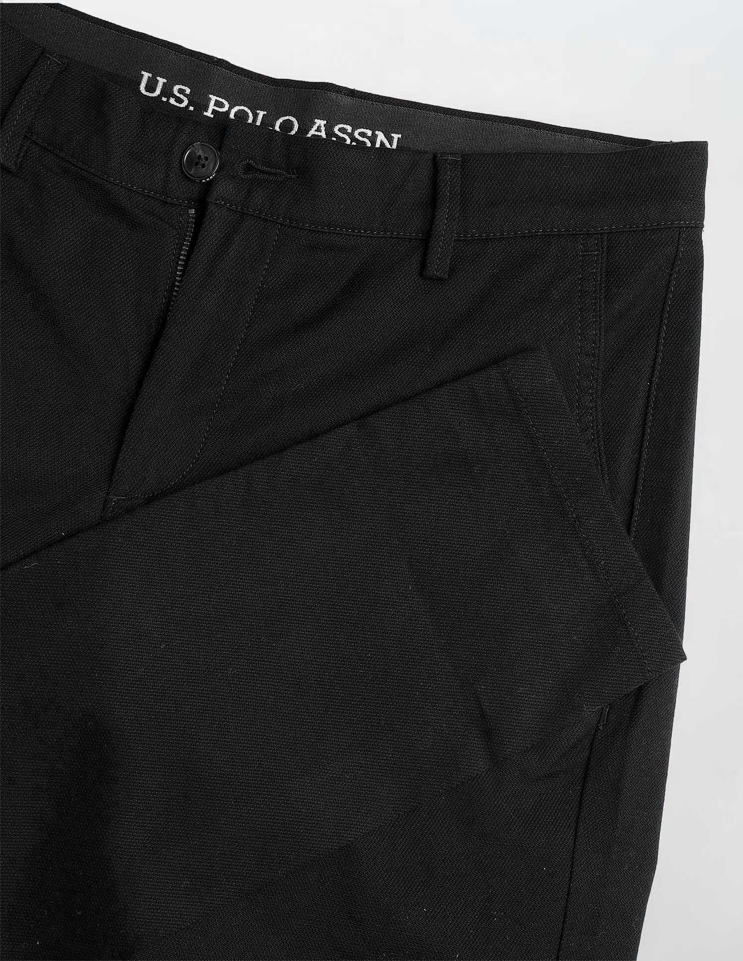 Austin Slim Fit Dobby Trousers Black - U.S. Polo Assn. India | Large