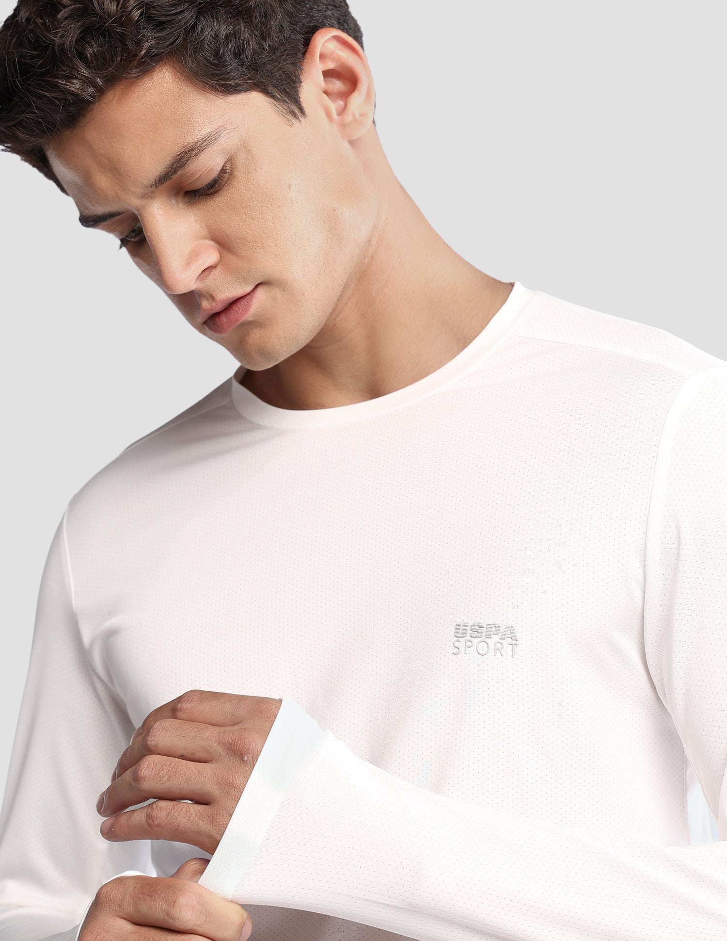 Solid Regular Fit Active T-Shirt Off White - U.S. Polo Assn. India | Large