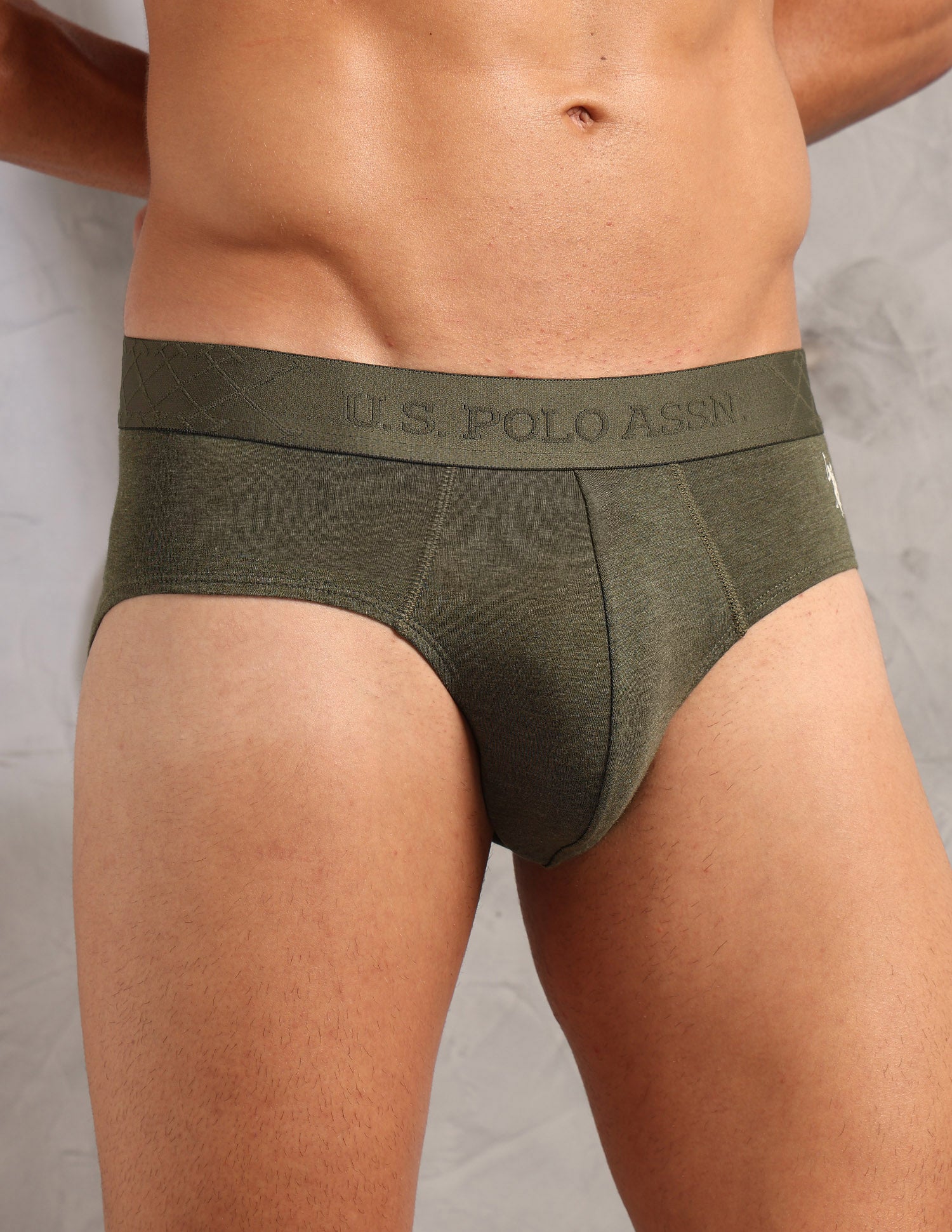 Breathable Bamboo Cotton PB006 Briefs - Pack Of 1 Olive Melange - U.S. POLO ASSN. | Large