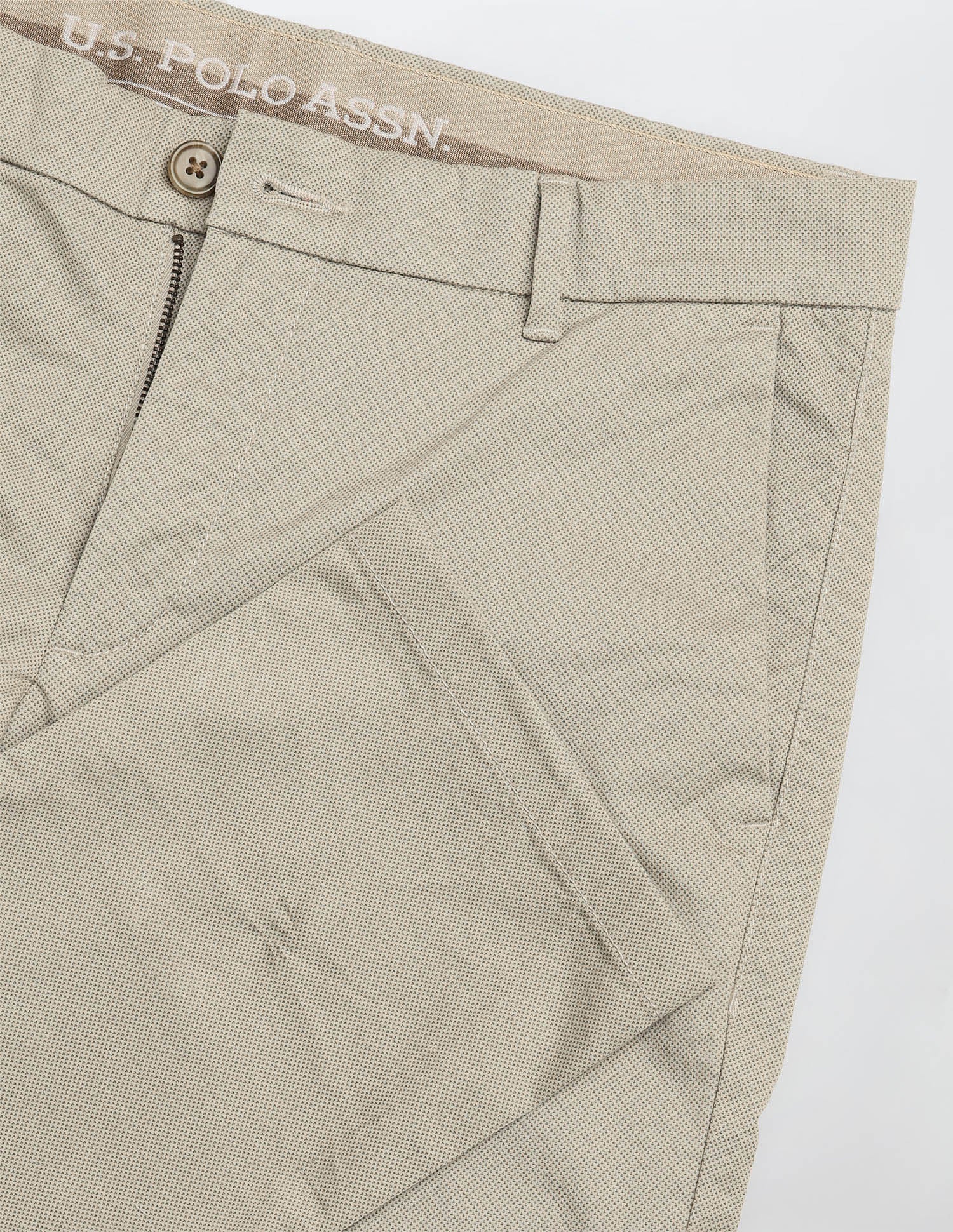 All-Over Printed Denver Slim Fit Trousers Dark Beige - U.S. Polo Assn. India | Large